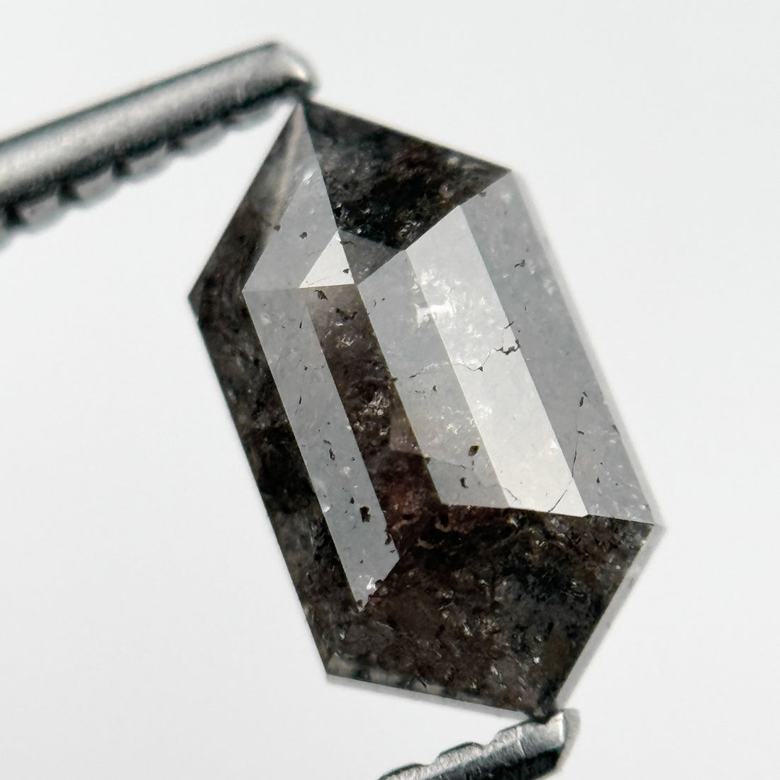 1.15 Ct Hexagon Rose Cut Grey Natural Salt and Pepper Diamond