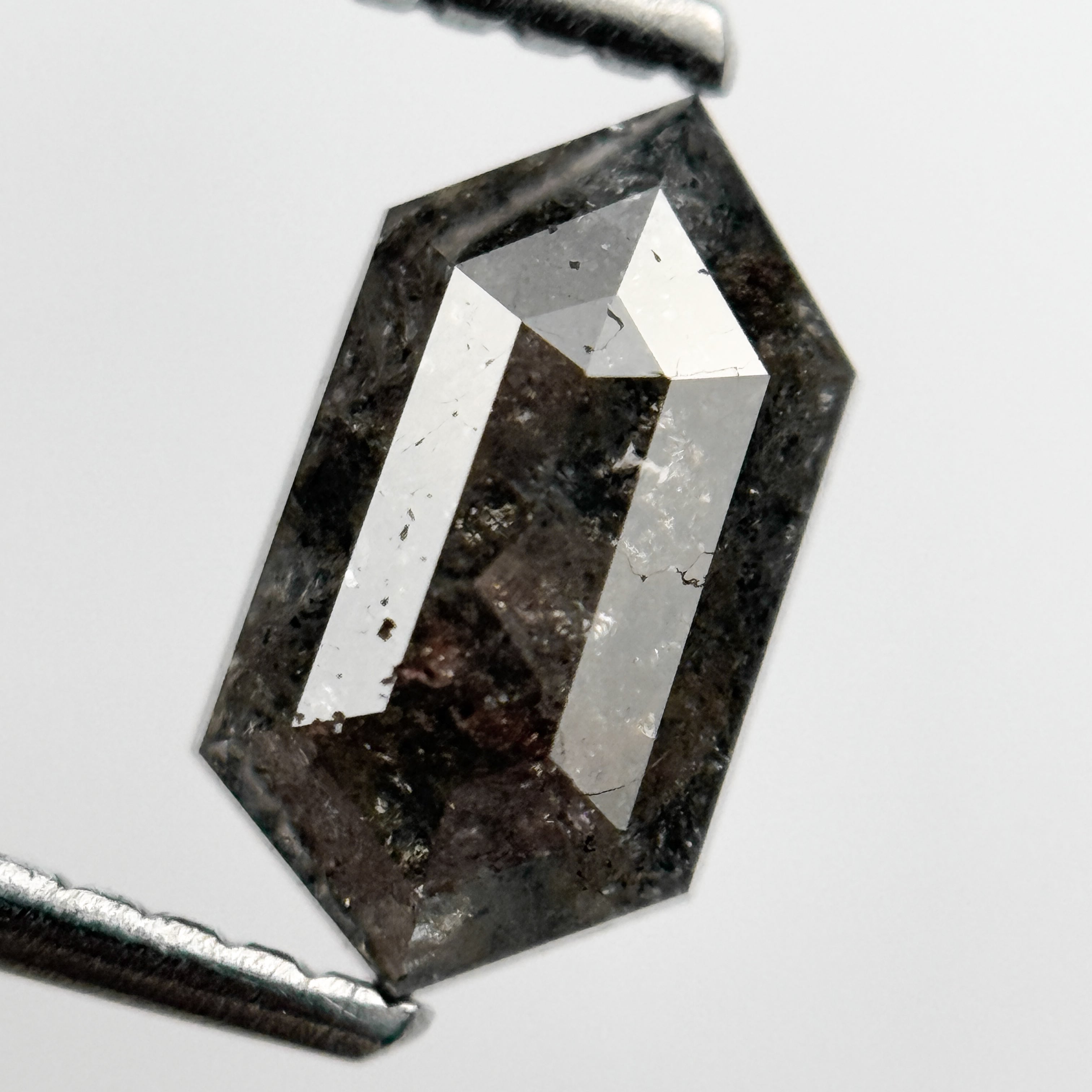 1.15 Ct Hexagon Rose Cut Grey Natural Salt and Pepper Diamond