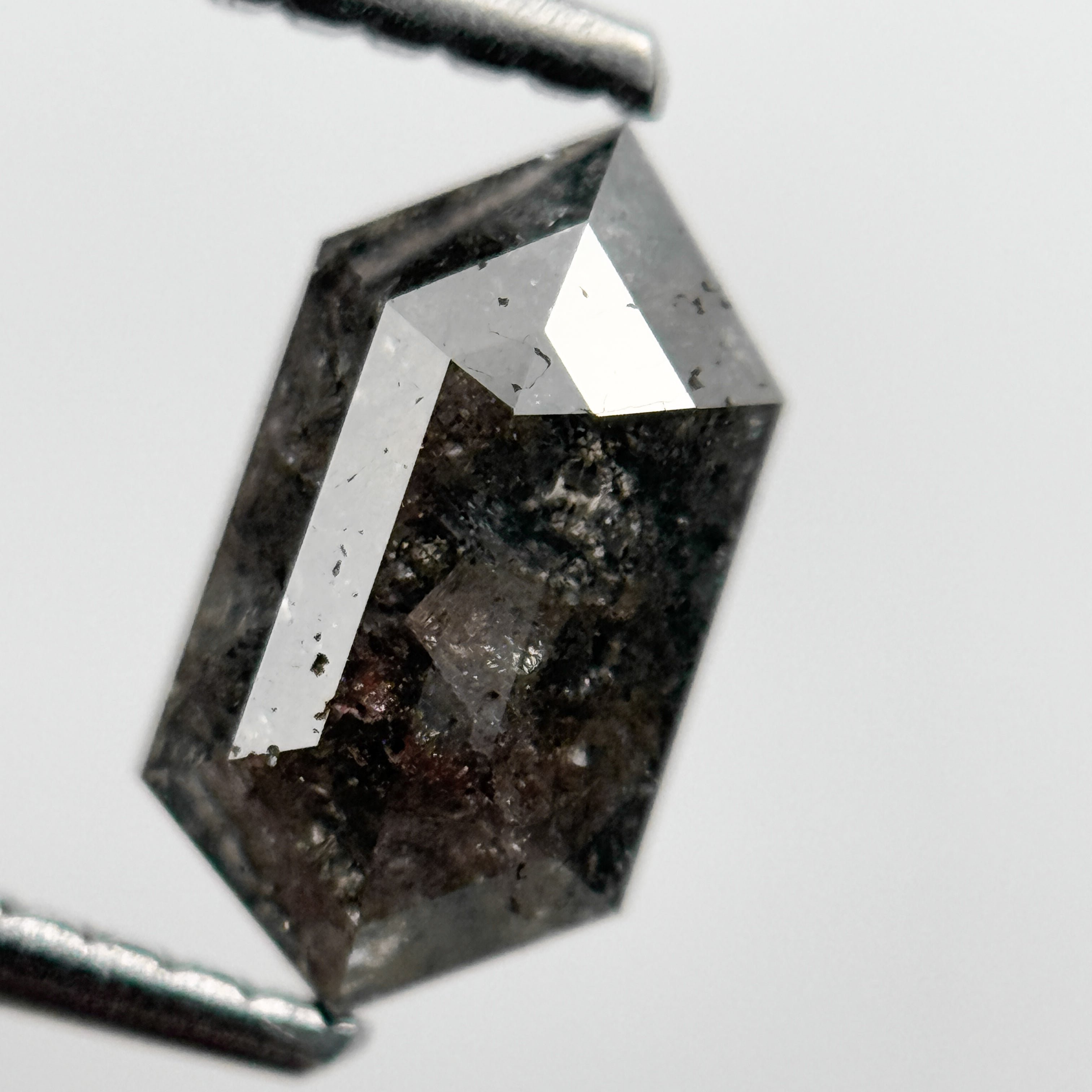 1.15 Ct Hexagon Rose Cut Grey Natural Salt and Pepper Diamond