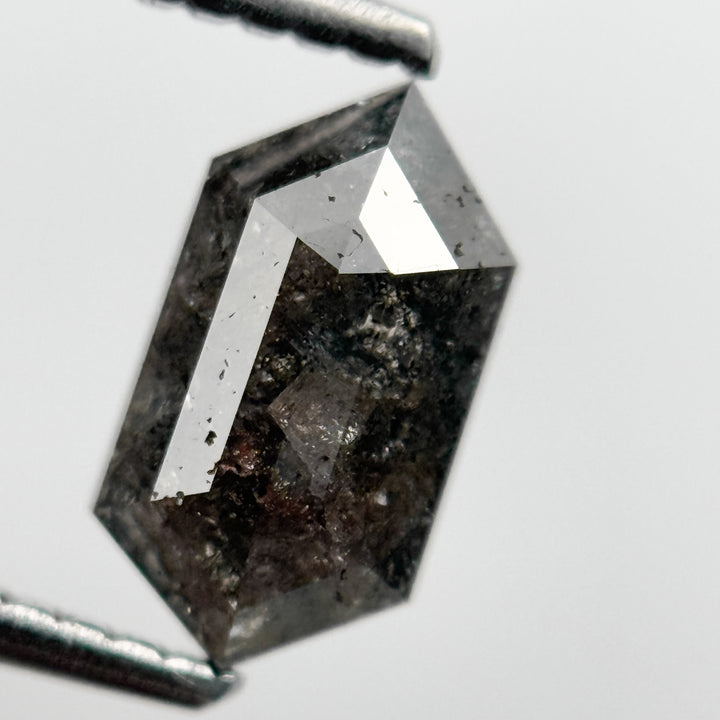 1.15 Ct Hexagon Rose Cut Grey Natural Salt and Pepper Diamond