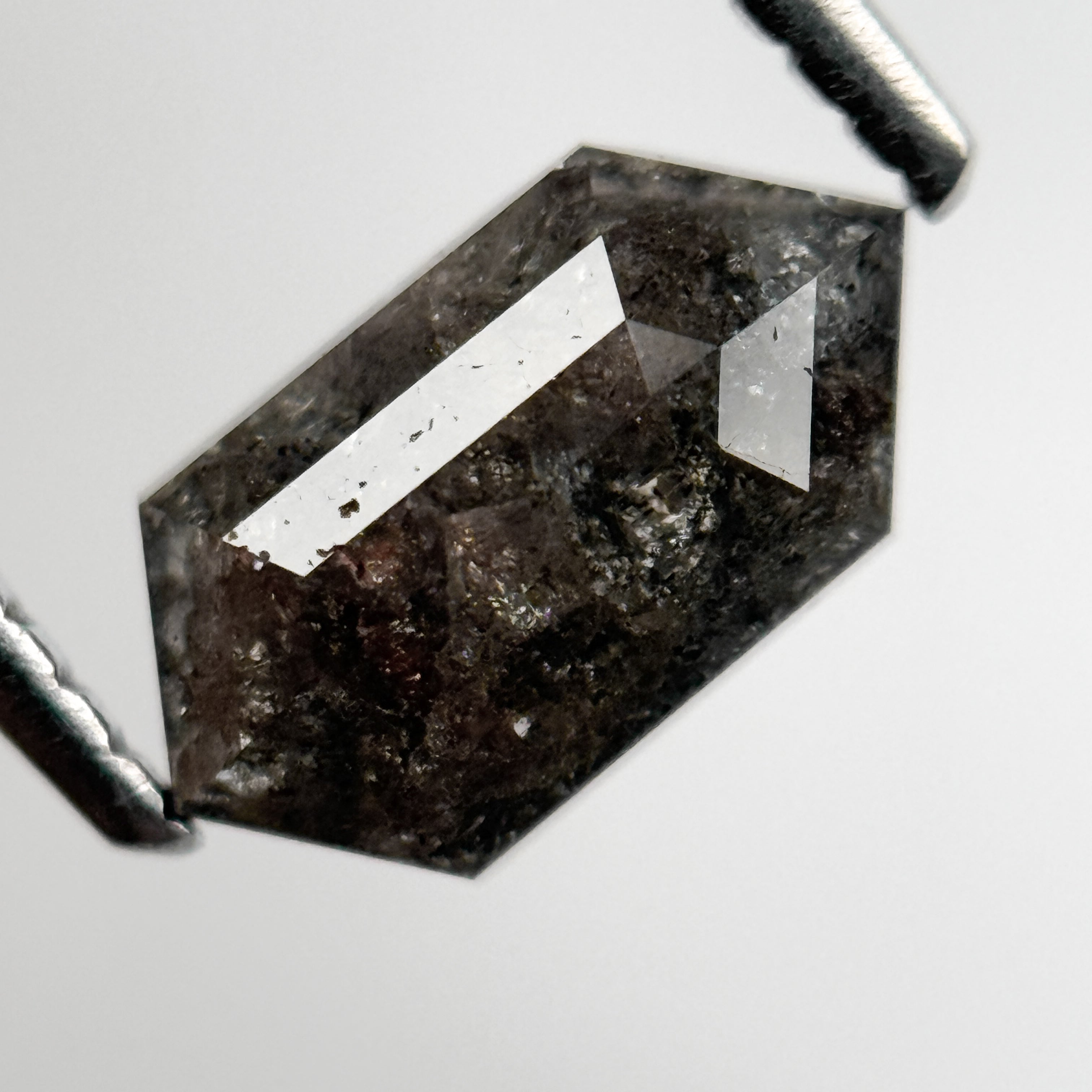 1.15 Ct Hexagon Rose Cut Grey Natural Salt and Pepper Diamond
