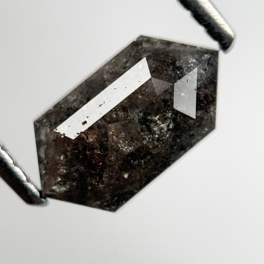 1.15 Ct Hexagon Rose Cut Grey Natural Salt and Pepper Diamond