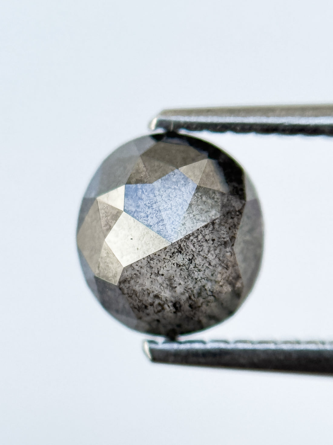 1.95 Ct Oval Rose Cut Grey Natural Salt and Pepper Diamond