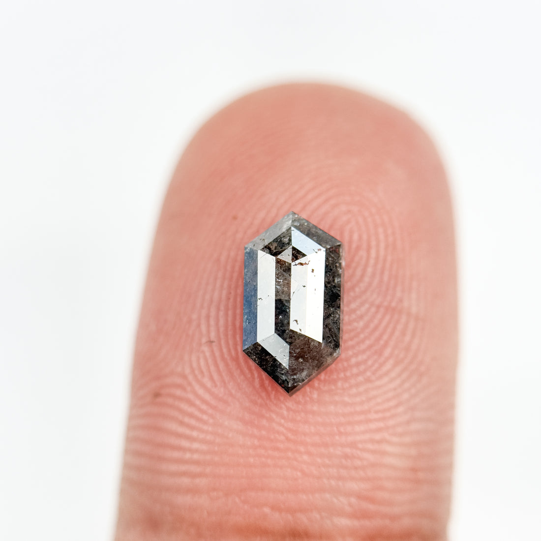 1.15 Ct Hexagon Rose Cut Grey Natural Salt and Pepper Diamond