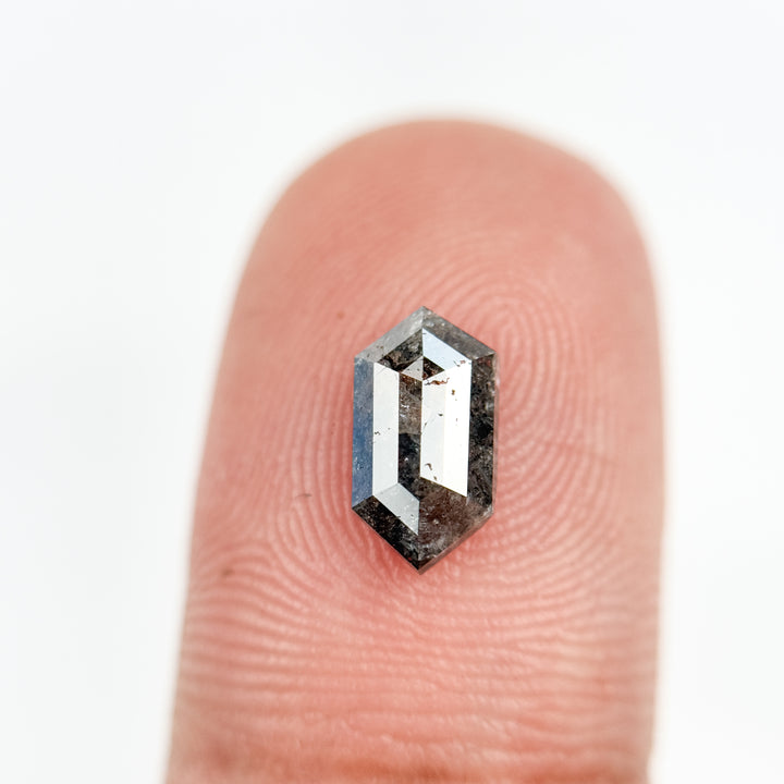 1.15 Ct Hexagon Rose Cut Grey Natural Salt and Pepper Diamond