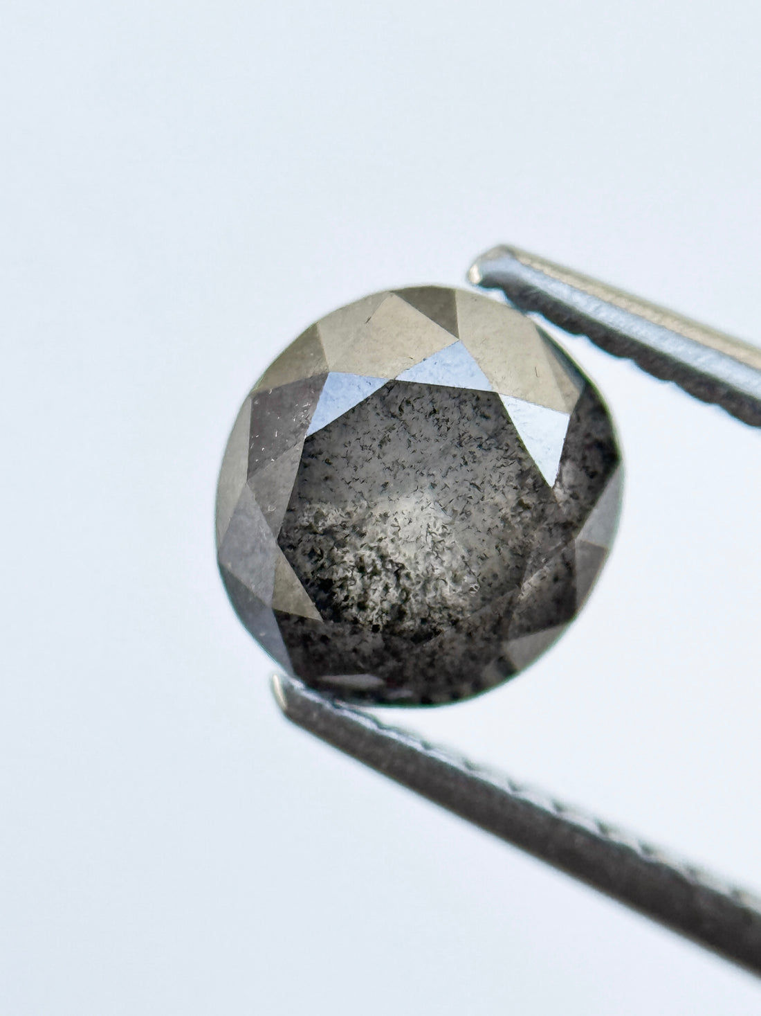 1.95 Ct Oval Rose Cut Grey Natural Salt and Pepper Diamond