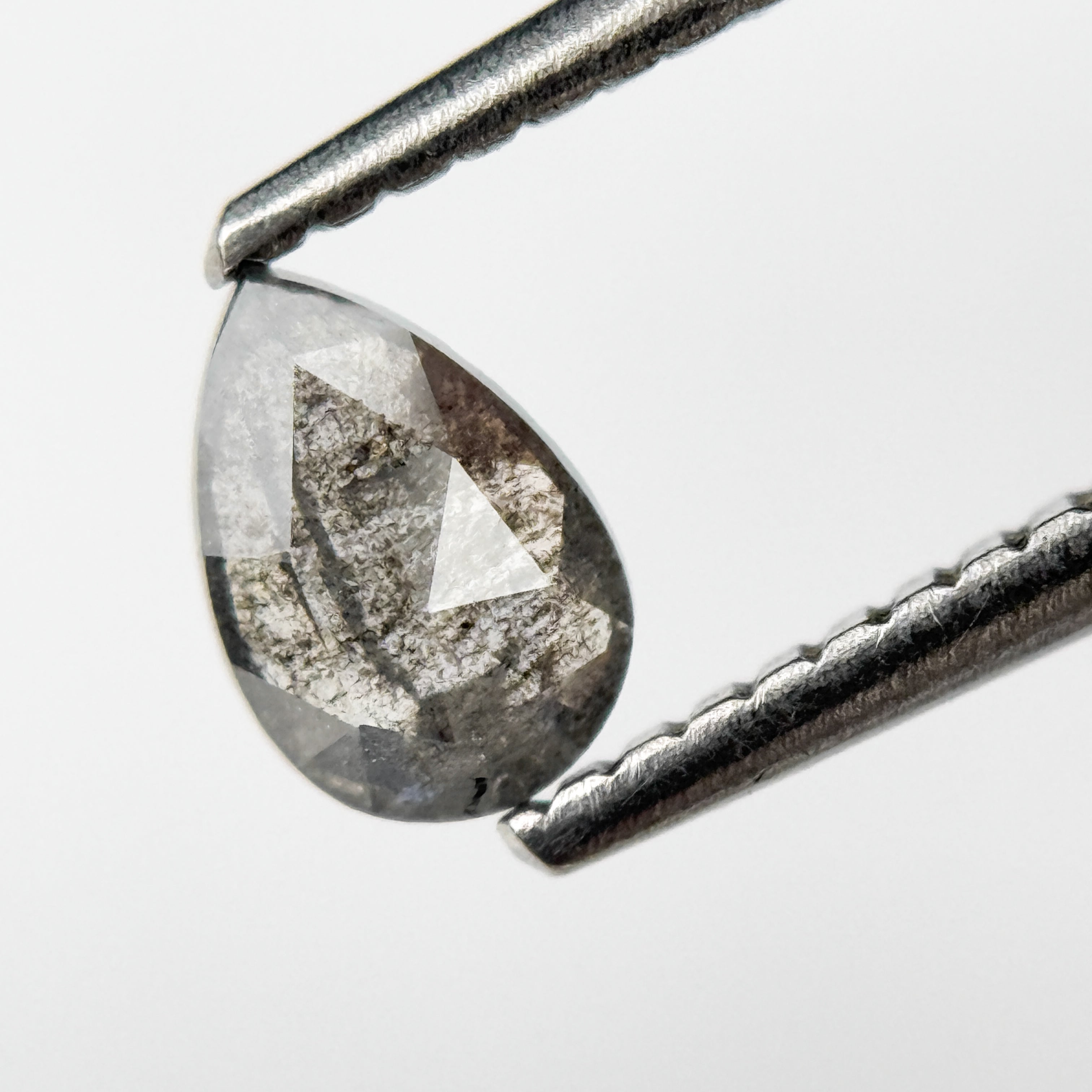 0.40 Ct Pear Rose Cut Grey Natural Minimalist Diamond