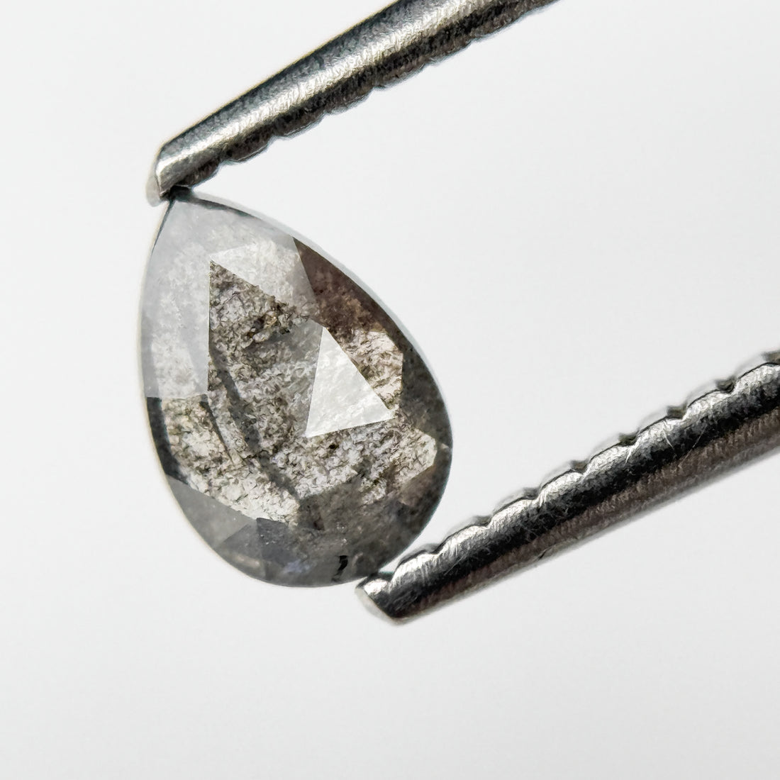 0.40 Ct Pear Rose Cut Grey Natural Minimalist Diamond