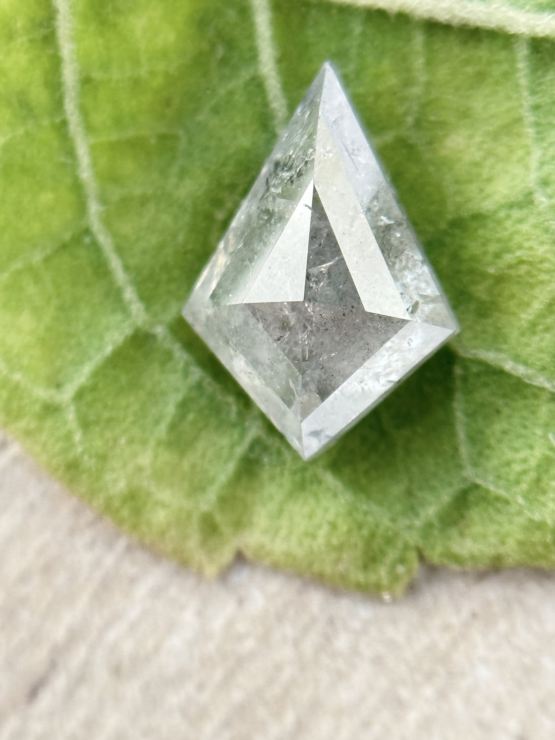 0.60 Ct Kite Rose Cut Grey Natural Salt and Pepper Diamond