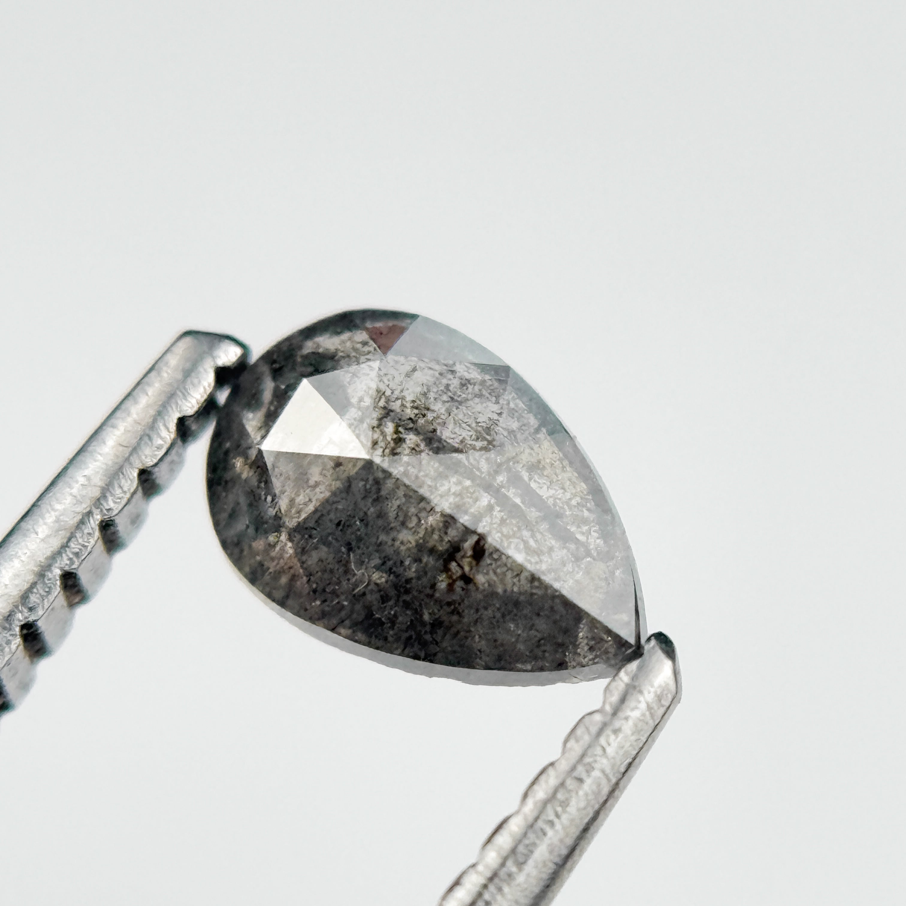 0.40 Ct Pear Rose Cut Grey Natural Minimalist Diamond