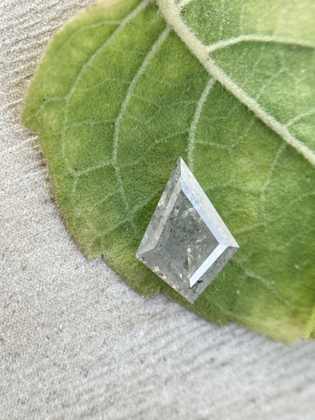 0.60 Ct Kite Rose Cut Grey Natural Salt and Pepper Diamond