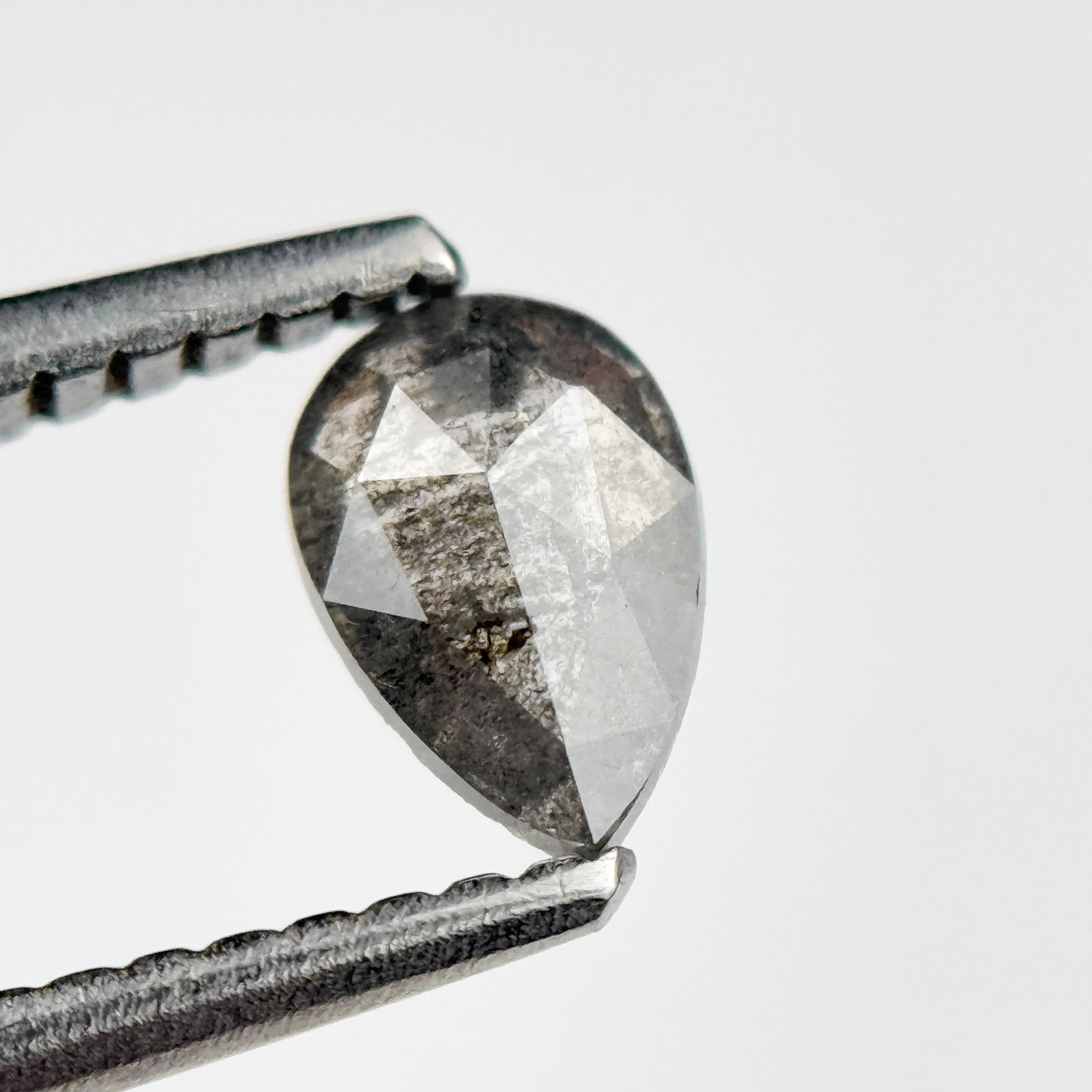 0.40 Ct Pear Rose Cut Grey Natural Minimalist Diamond