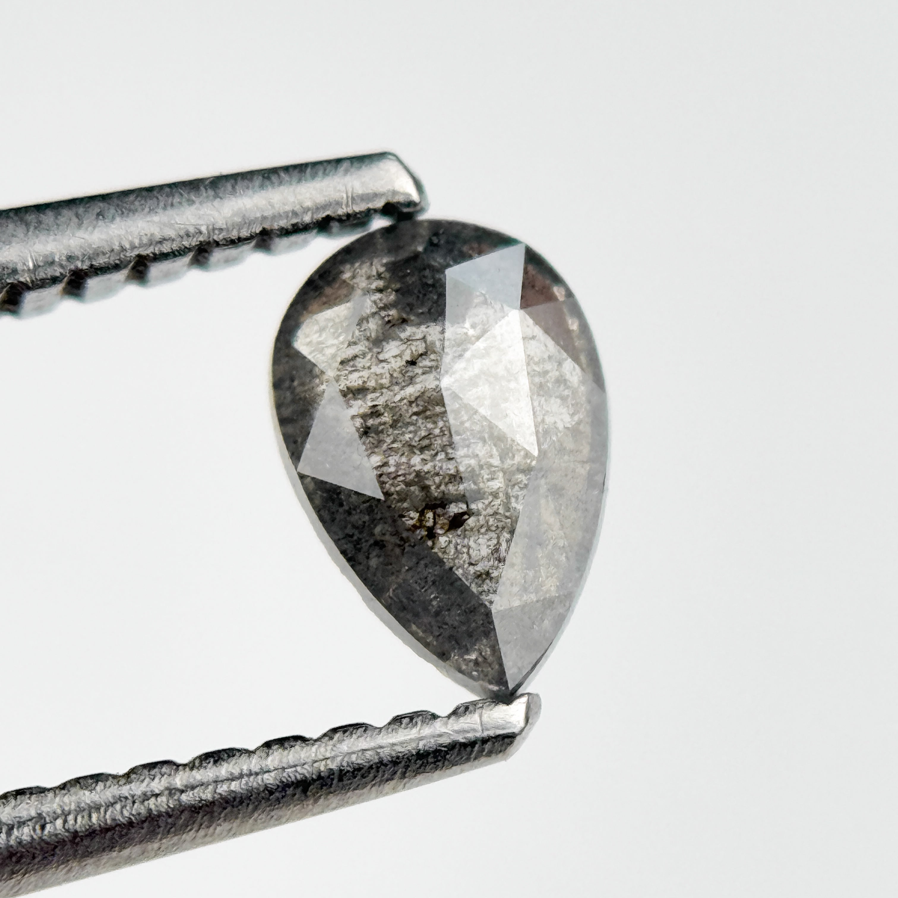 0.40 Ct Pear Rose Cut Grey Natural Minimalist Diamond