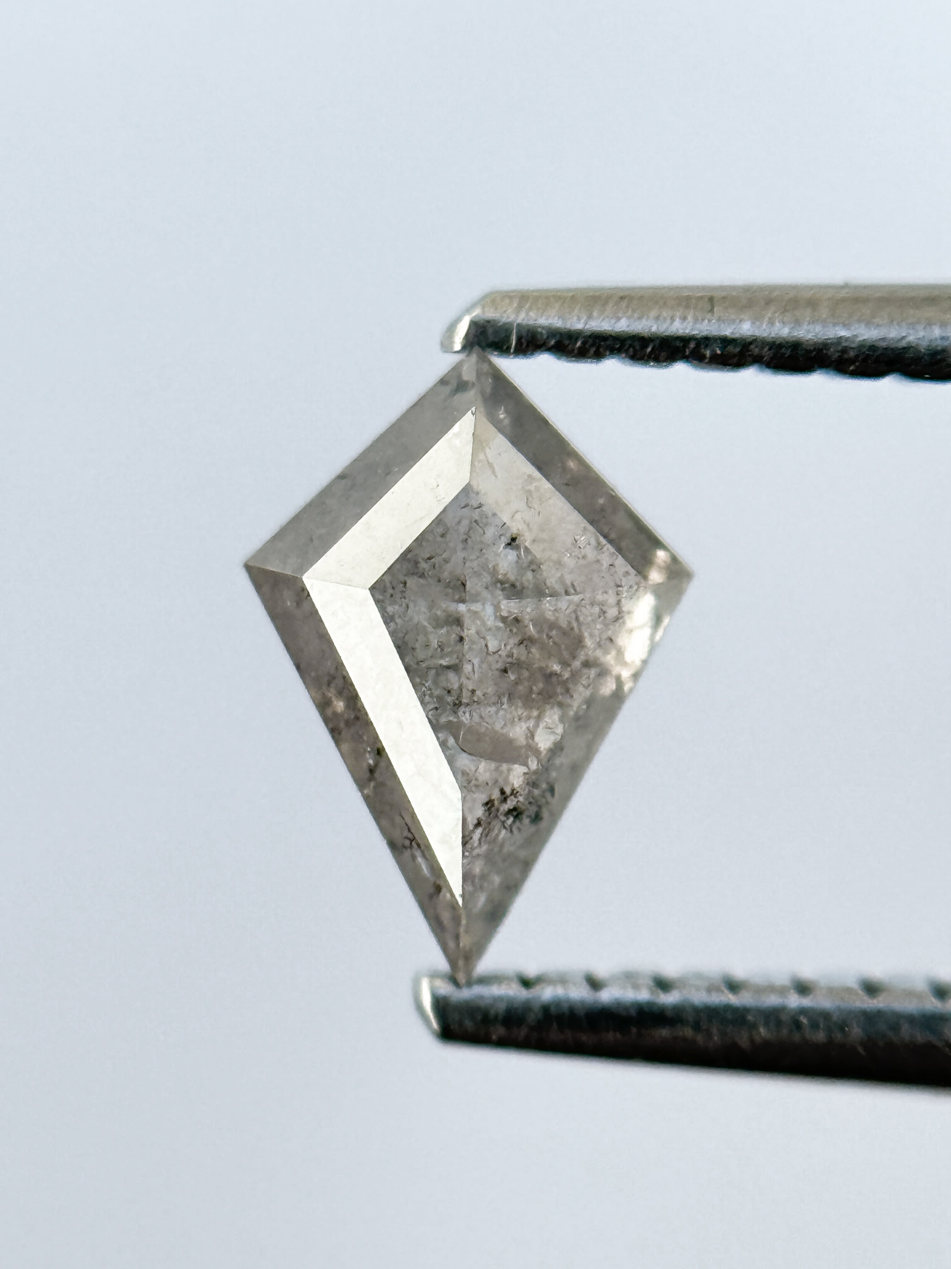 0.60 Ct Kite Rose Cut Grey Natural Salt and Pepper Diamond