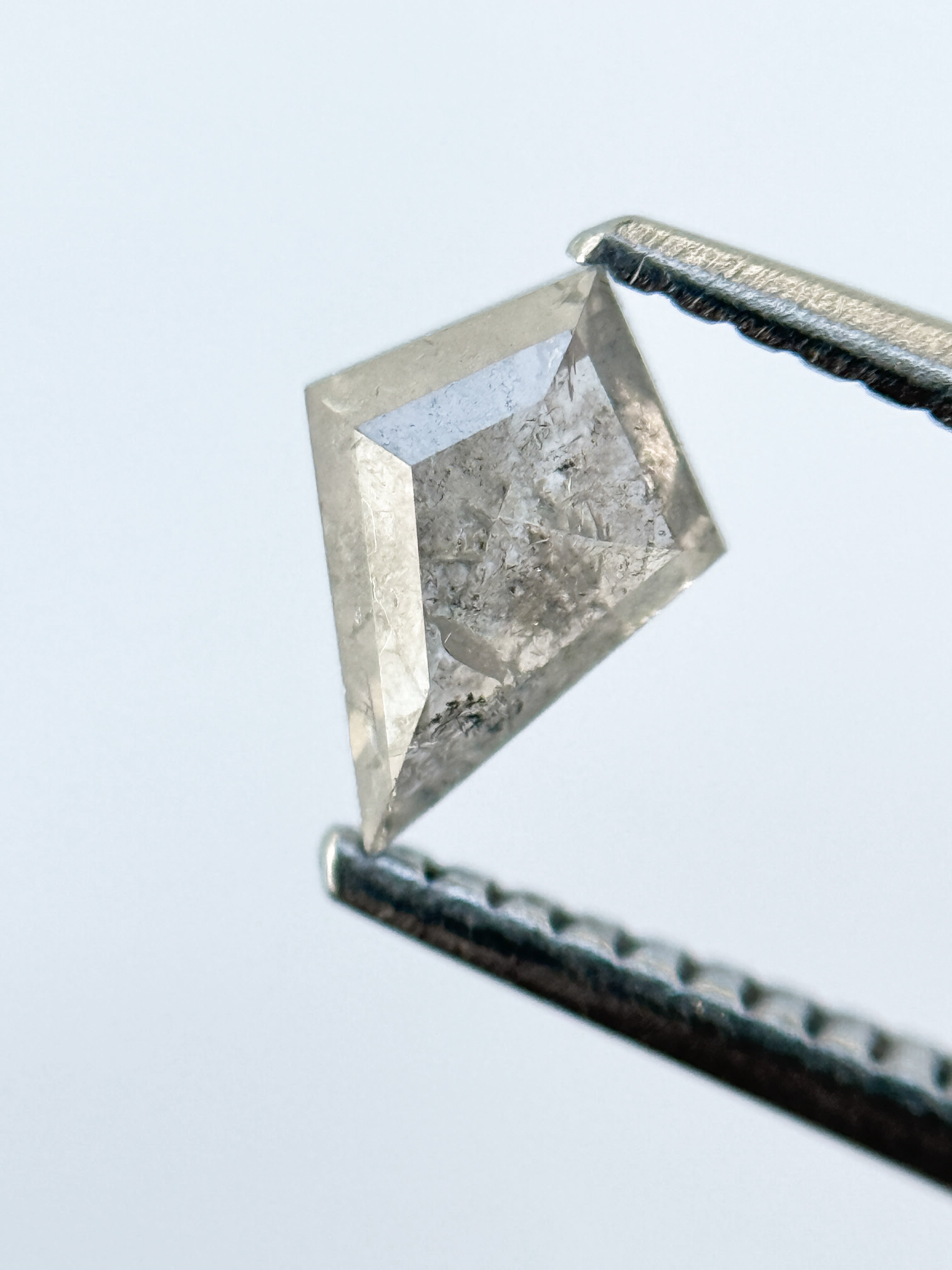 0.60 Ct Kite Rose Cut Grey Natural Salt and Pepper Diamond