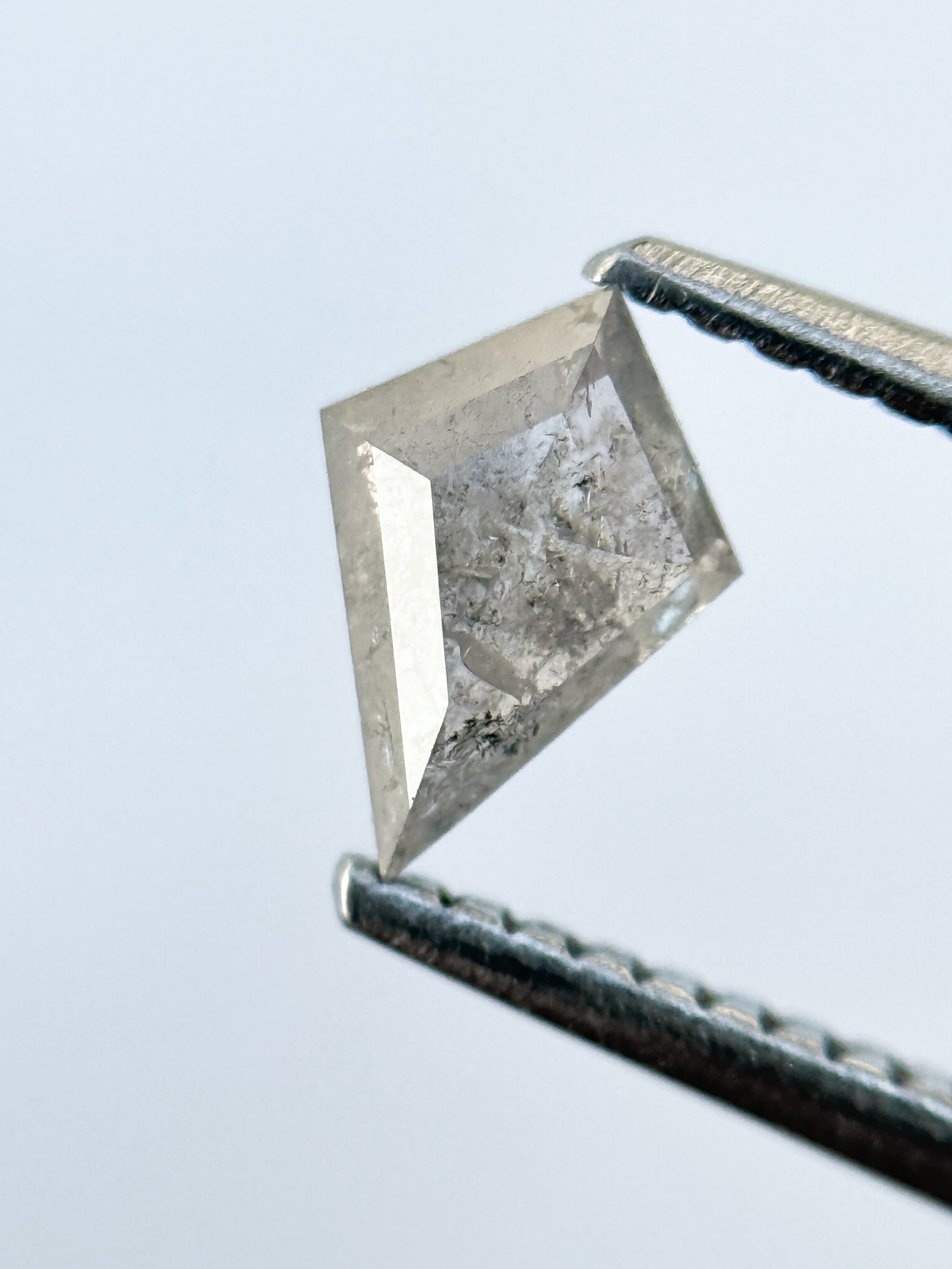 0.60 Ct Kite Rose Cut Grey Natural Salt and Pepper Diamond