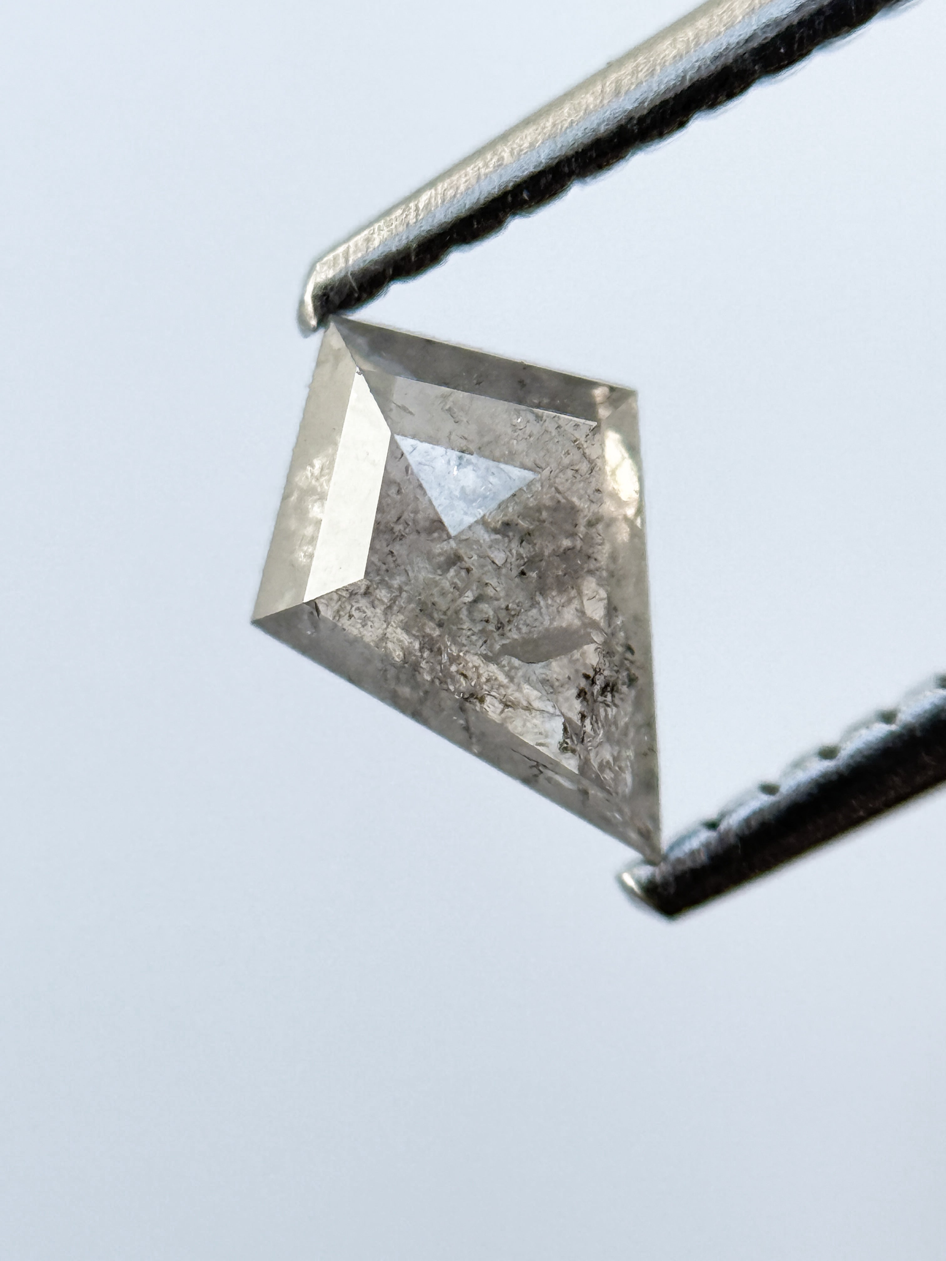 0.60 Ct Kite Rose Cut Grey Natural Salt and Pepper Diamond
