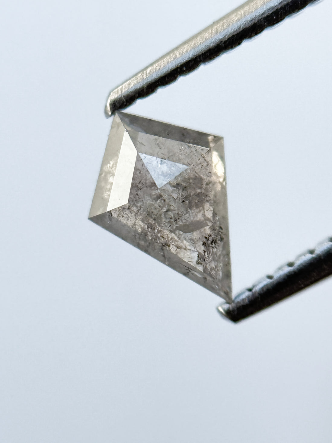 0.60 Ct Kite Rose Cut Grey Natural Salt and Pepper Diamond