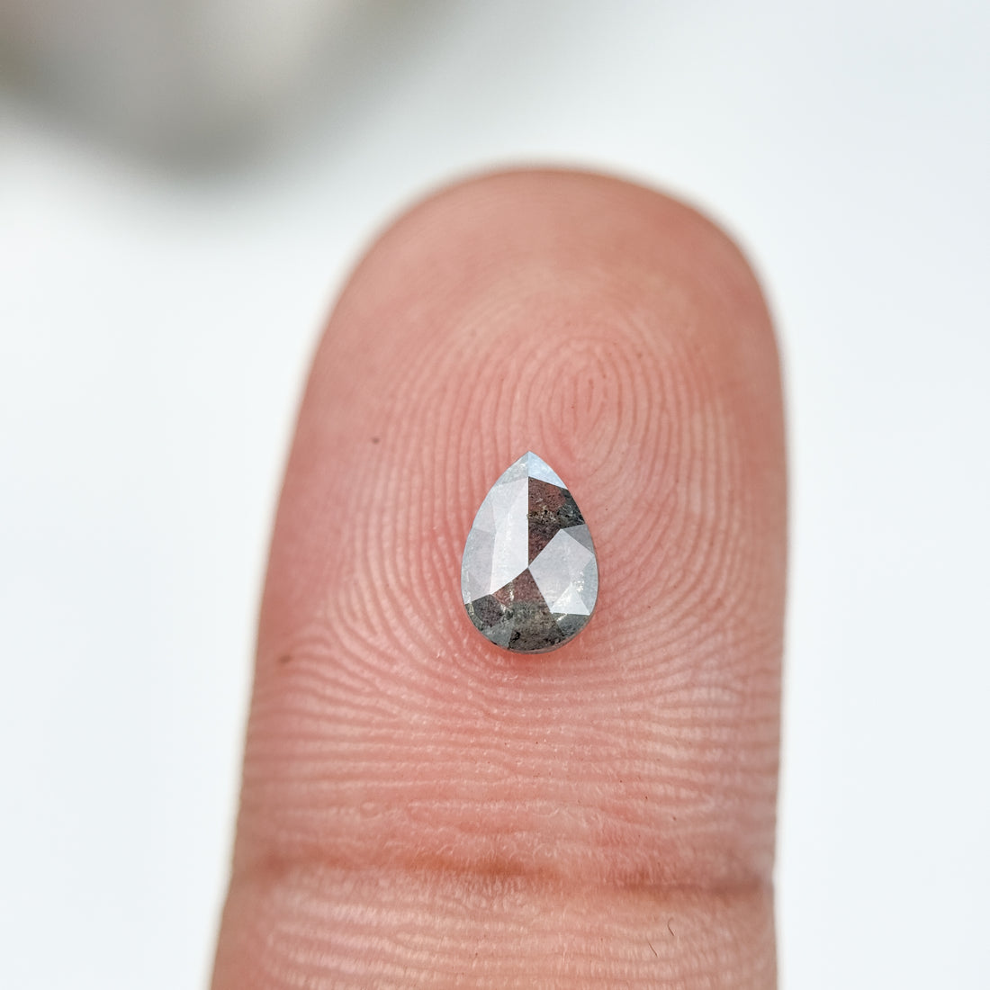 0.40 Ct Pear Rose Cut Grey Natural Minimalist Diamond