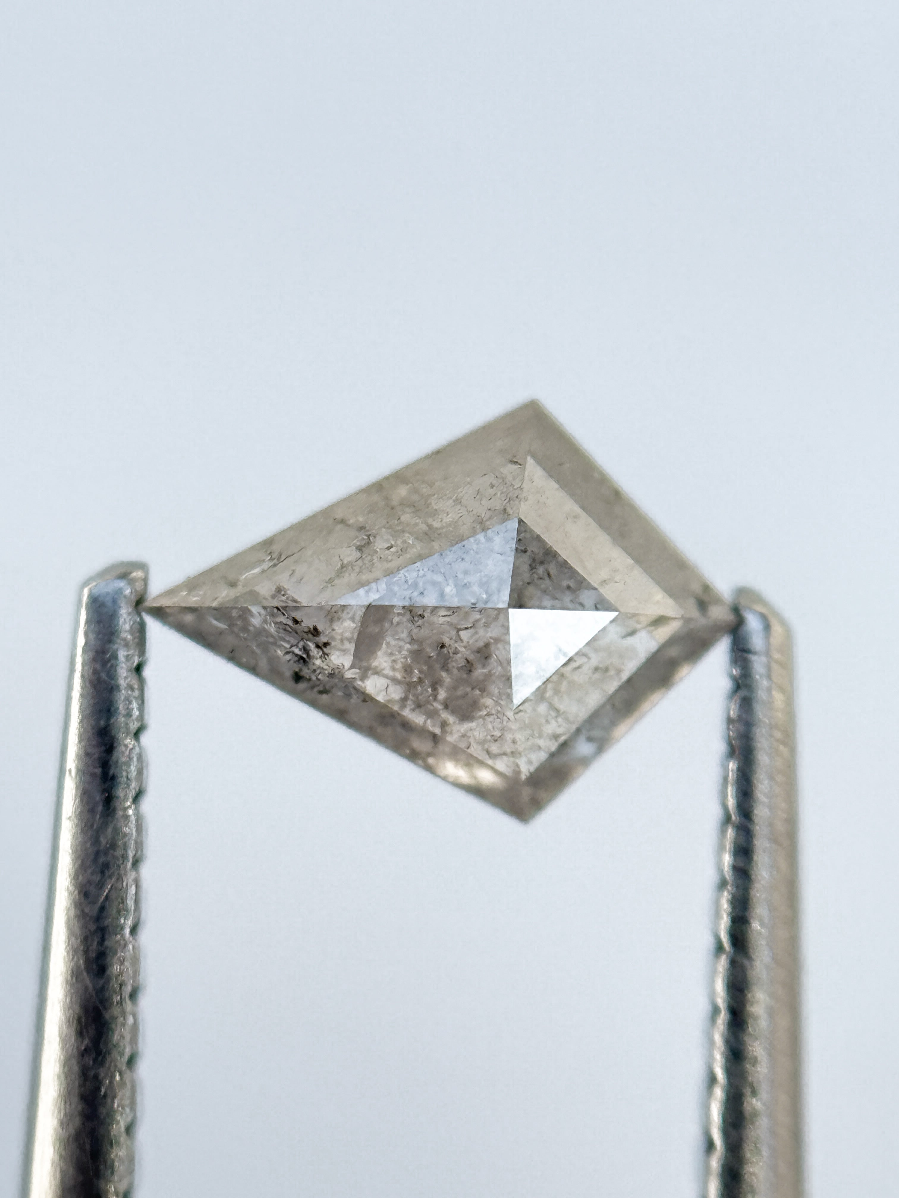 0.60 Ct Kite Rose Cut Grey Natural Salt and Pepper Diamond