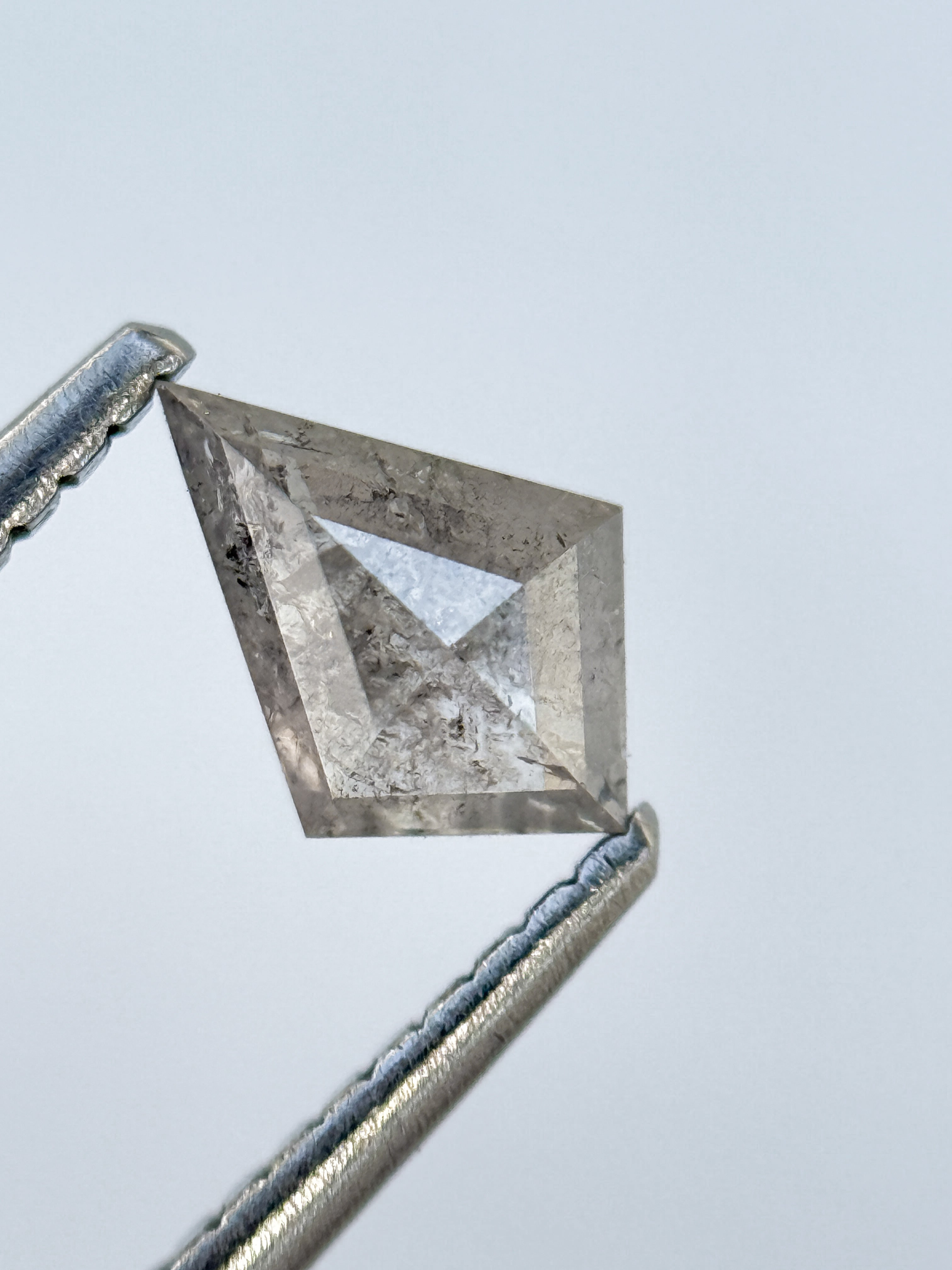 0.60 Ct Kite Rose Cut Grey Natural Salt and Pepper Diamond