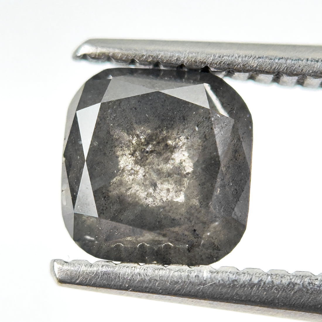 1.85 Ct Cushion Rose Cut Grey Natural Salt and Pepper Diamond