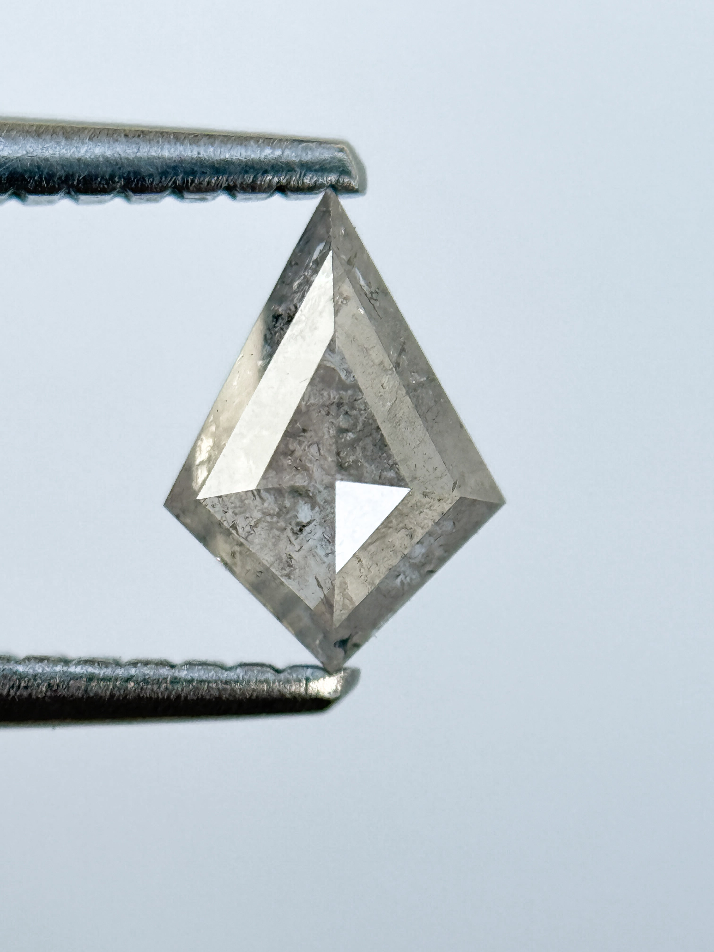 0.60 Ct Kite Rose Cut Grey Natural Salt and Pepper Diamond
