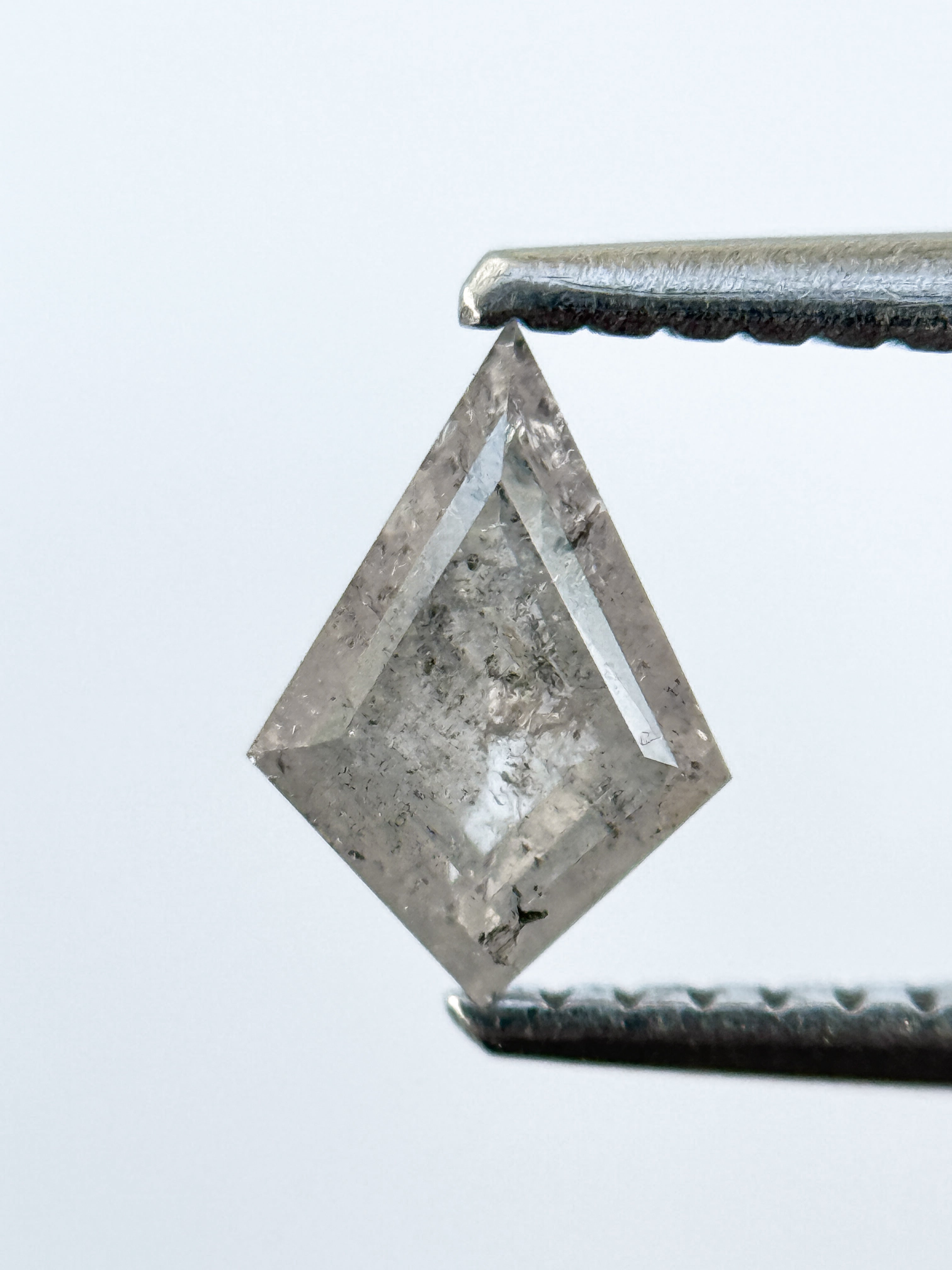 0.60 Ct Kite Rose Cut Grey Natural Salt and Pepper Diamond