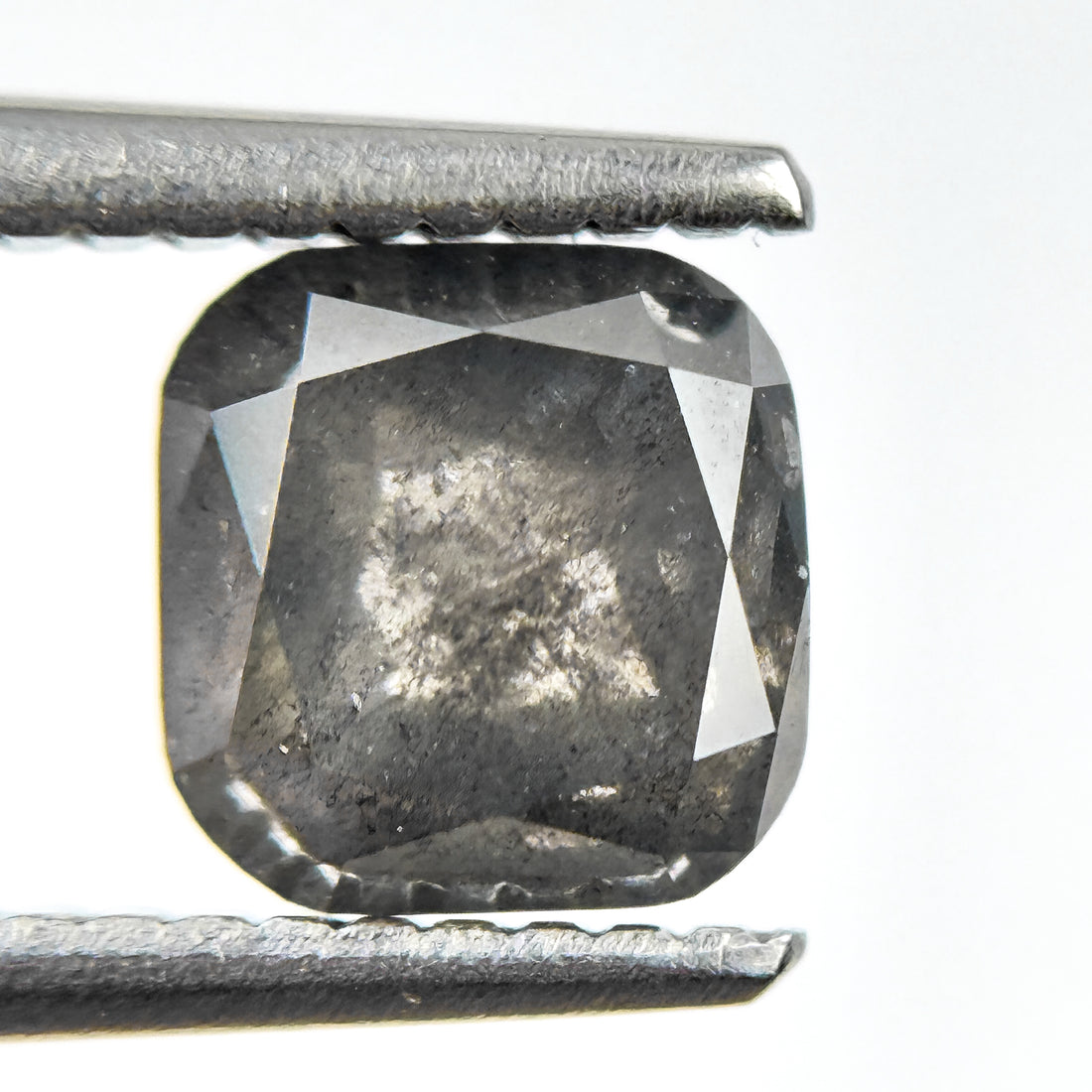 1.85 Ct Cushion Rose Cut Grey Natural Salt and Pepper Diamond