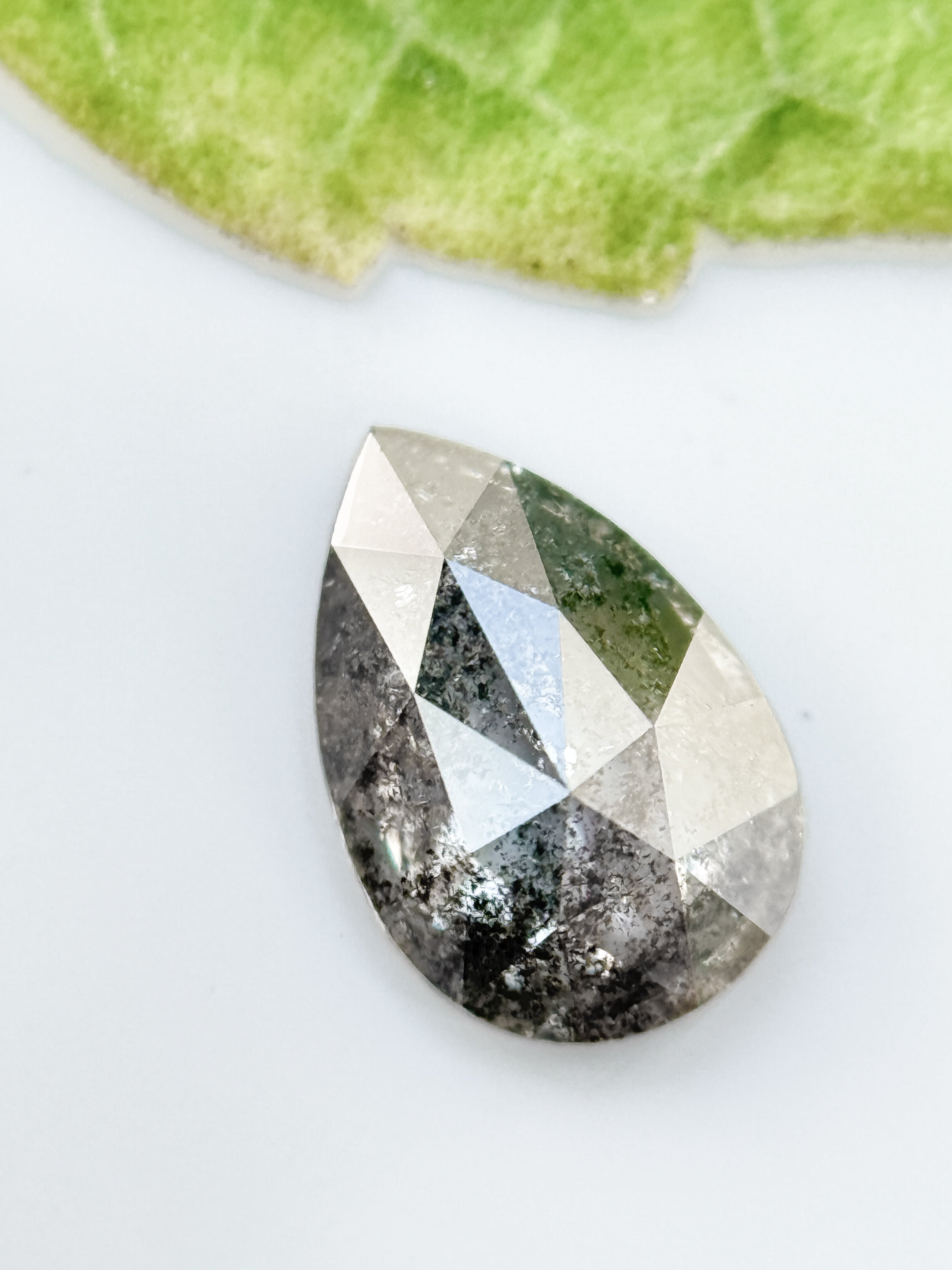 0.67 Ct Pear Rose Cut Grey Natural Galaxy Diamond