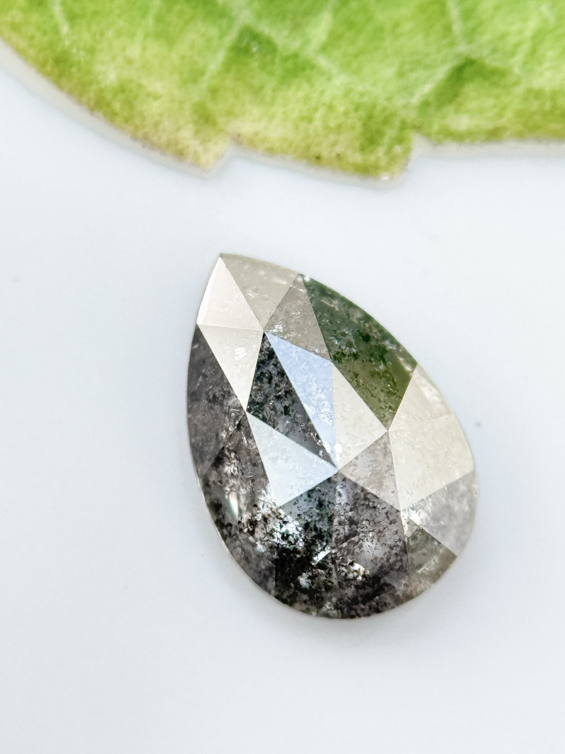 0.67 Ct Pear Rose Cut Grey Natural Galaxy Diamond