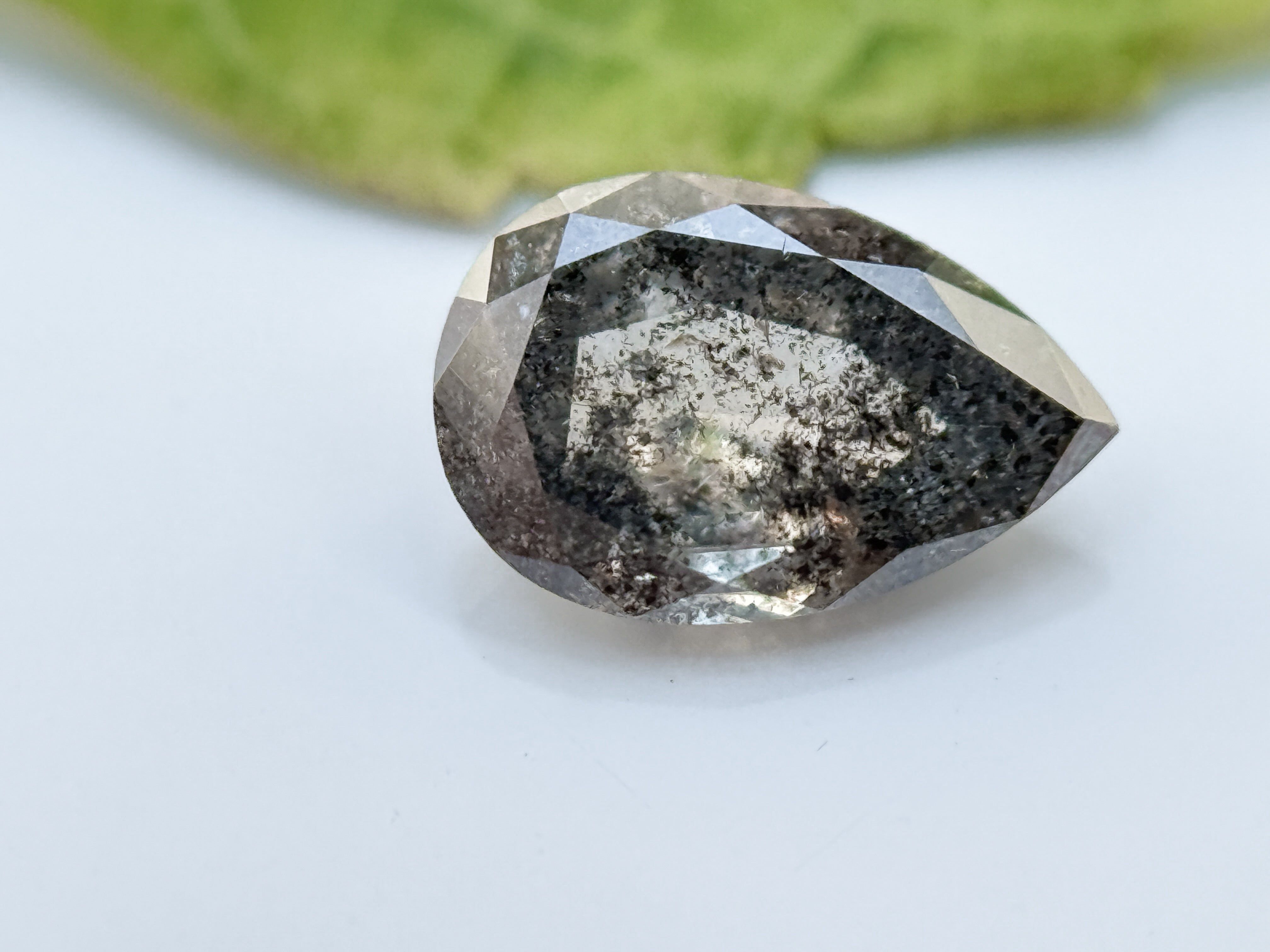 0.67 Ct Pear Rose Cut Grey Natural Galaxy Diamond