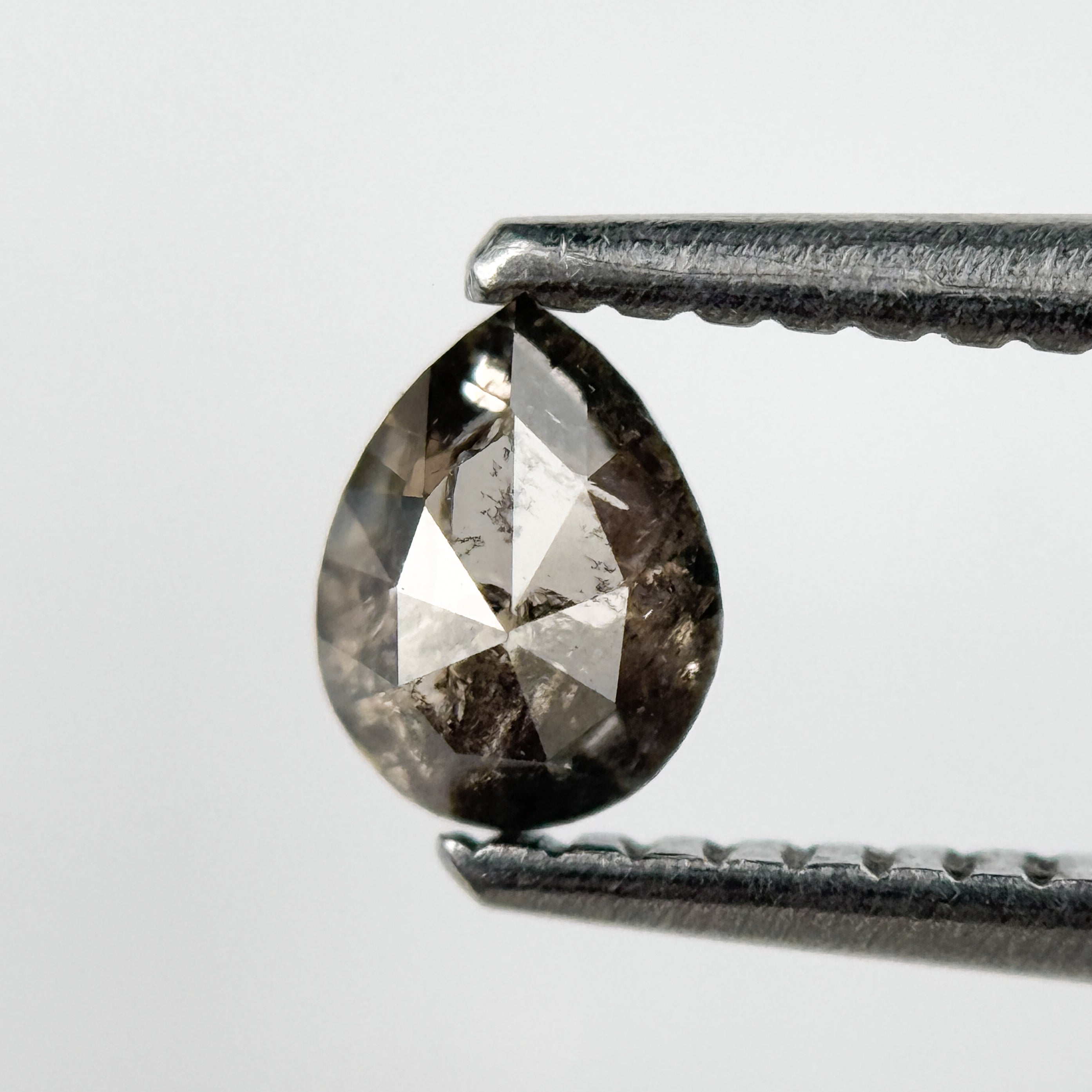 0.39 Ct Pear Rose Cut Grey Natural Salt and Pepper Diamond