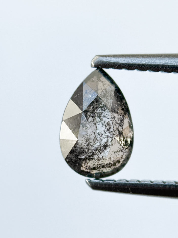 0.67 Ct Pear Rose Cut Grey Natural Galaxy Diamond