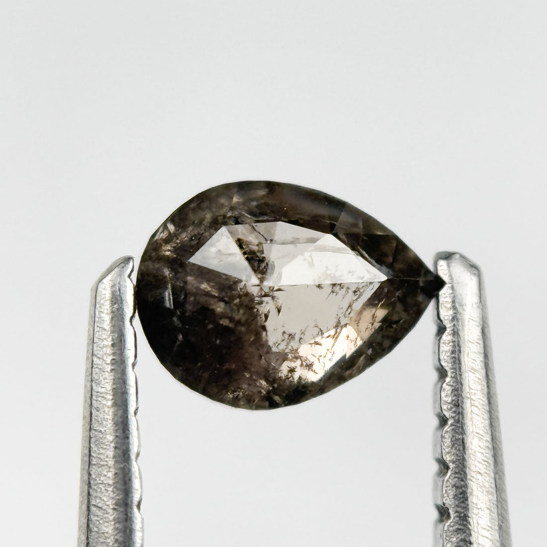 0.39 Ct Pear Rose Cut Grey Natural Salt and Pepper Diamond