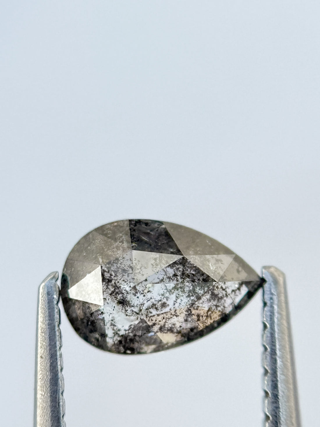 0.67 Ct Pear Rose Cut Grey Natural Galaxy Diamond