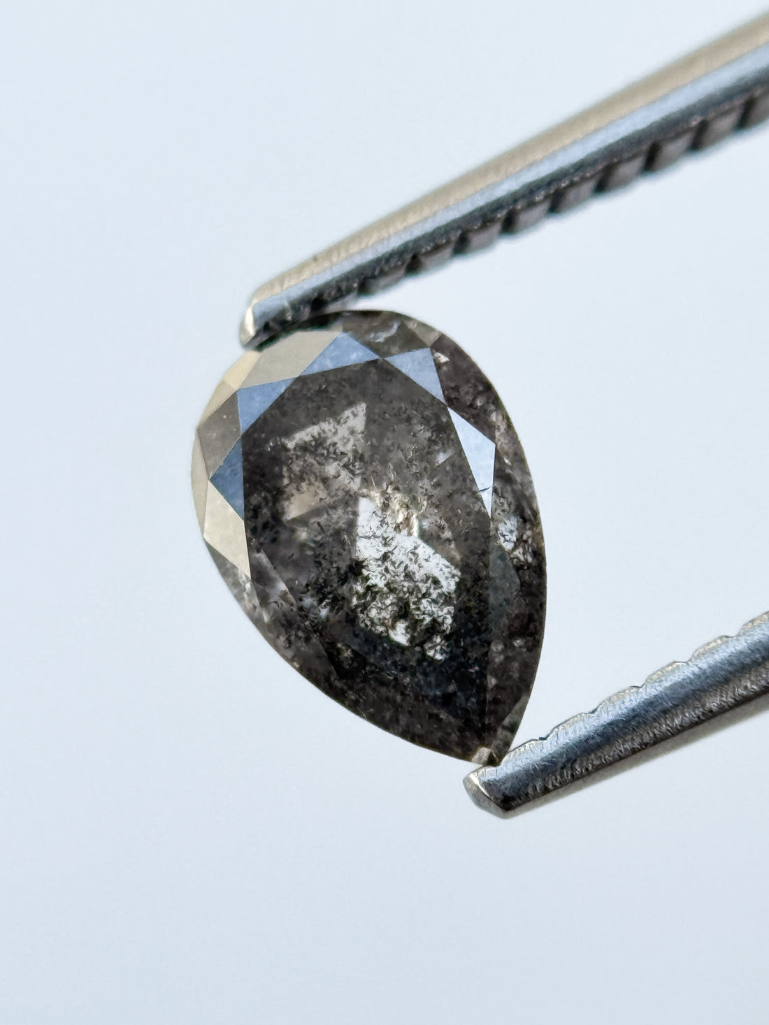 0.67 Ct Pear Rose Cut Grey Natural Galaxy Diamond