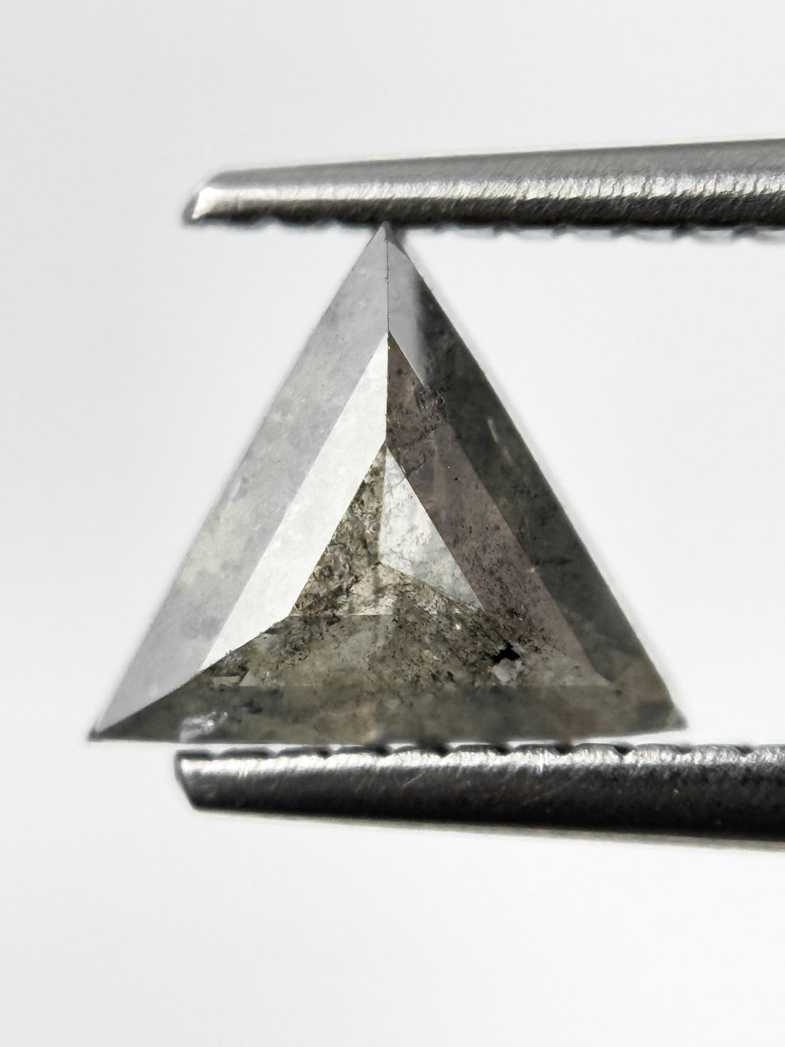 1.23 Ct Triangle Rose Cut Grey Natural Salt and Pepper Diamond