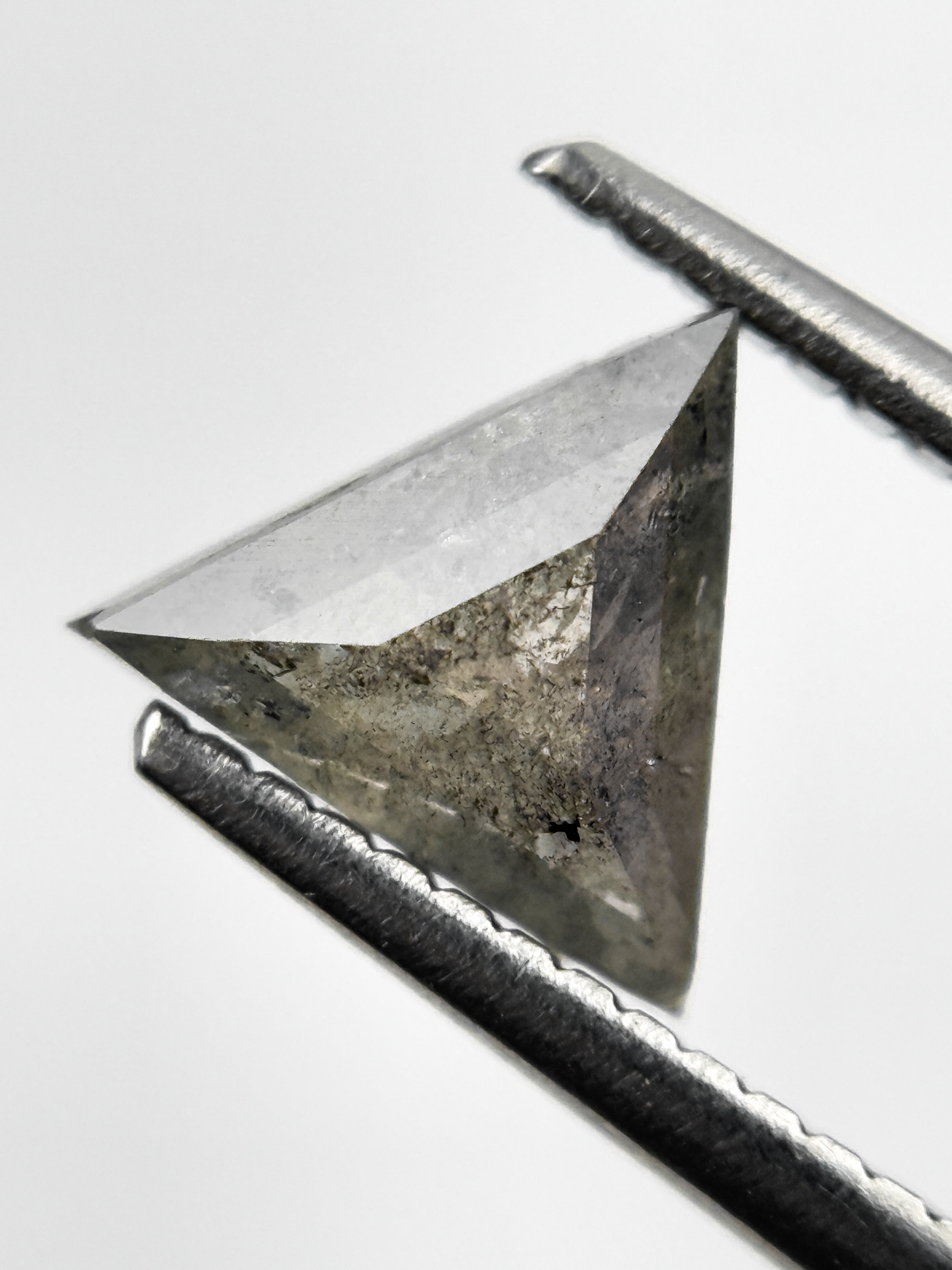 1.23 Ct Triangle Rose Cut Grey Natural Salt and Pepper Diamond
