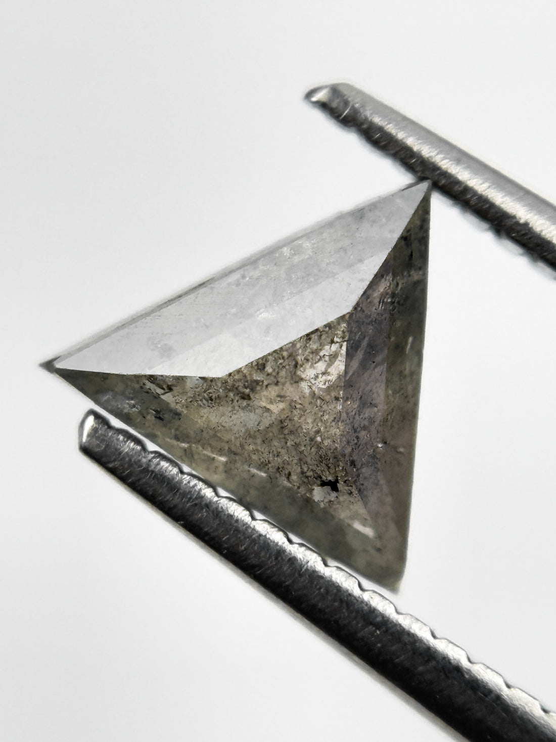1.23 Ct Triangle Rose Cut Grey Natural Salt and Pepper Diamond