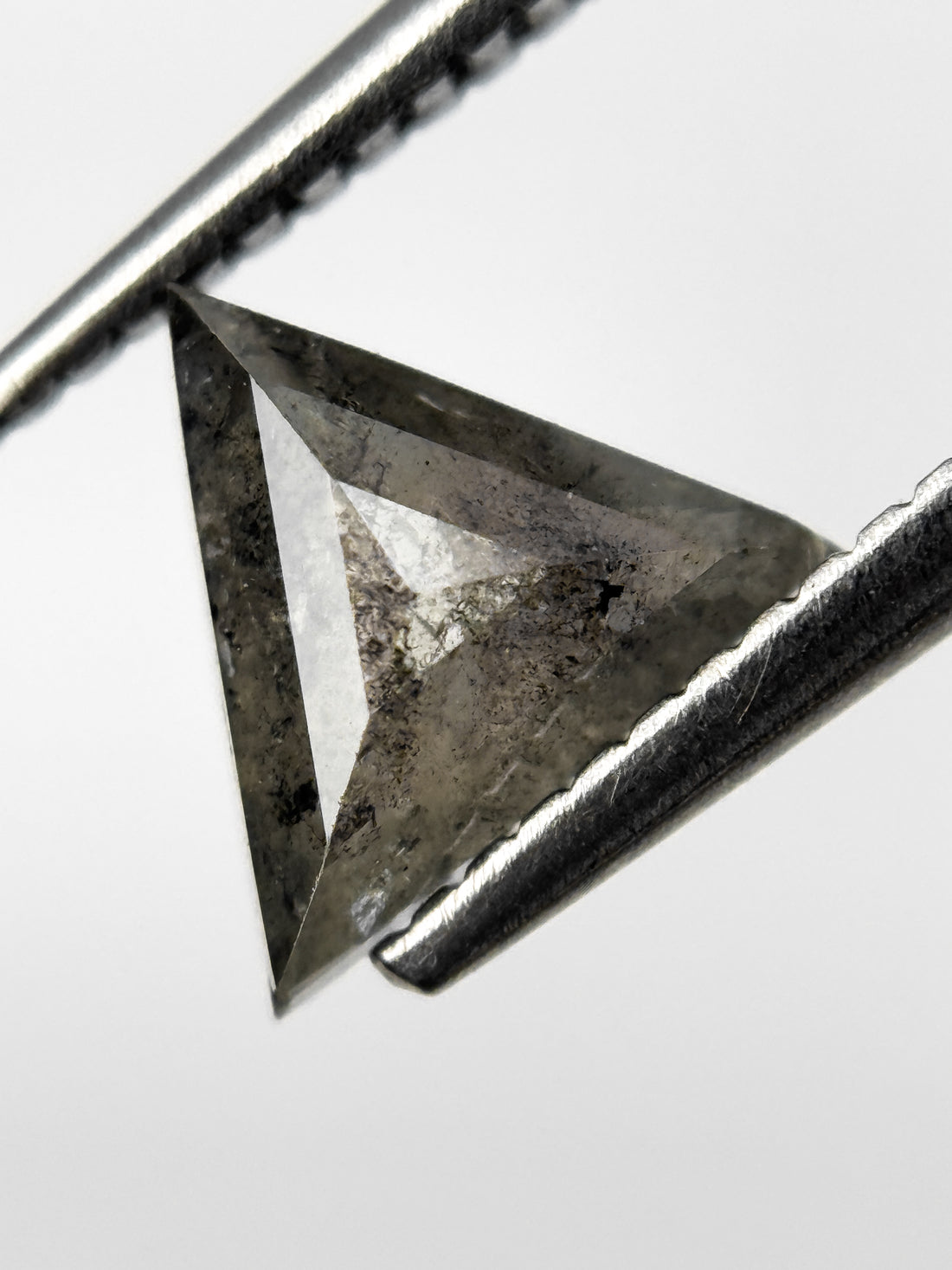 1.23 Ct Triangle Rose Cut Grey Natural Salt and Pepper Diamond