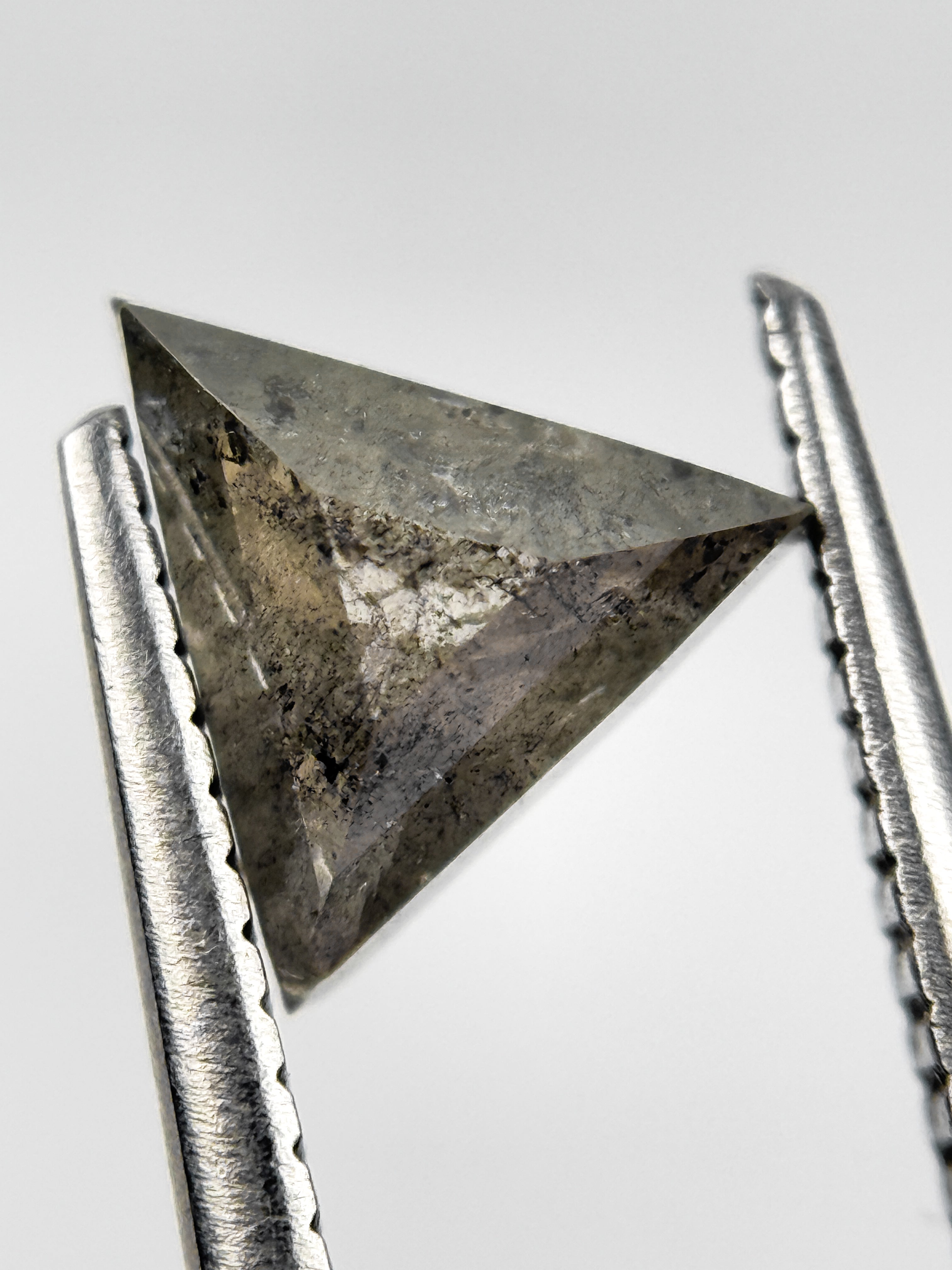 1.23 Ct Triangle Rose Cut Grey Natural Salt and Pepper Diamond