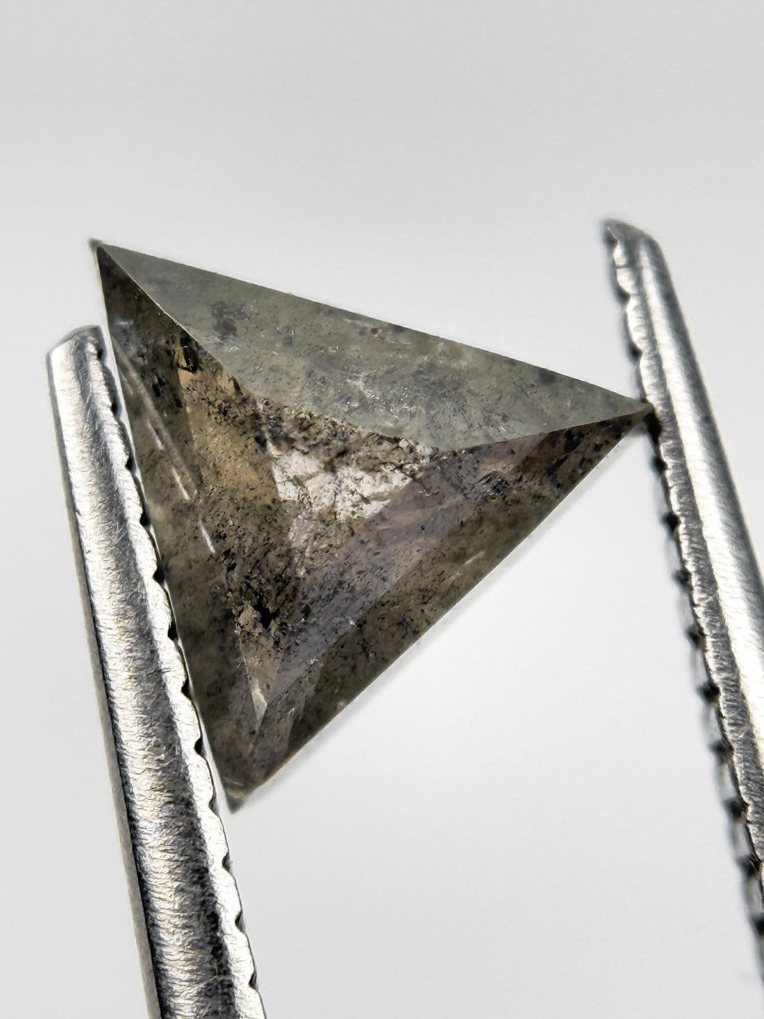 1.23 Ct Triangle Rose Cut Grey Natural Salt and Pepper Diamond