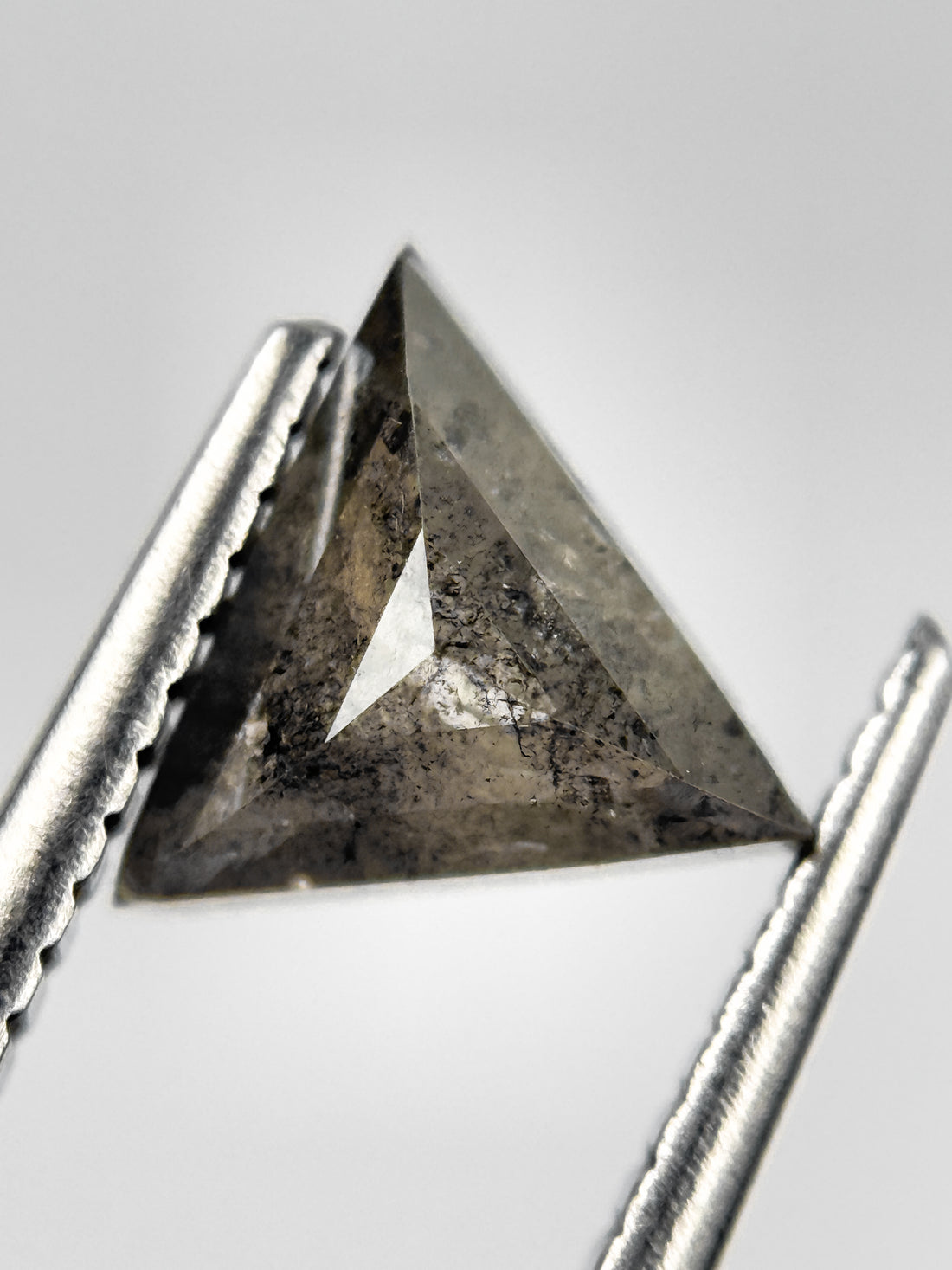 1.23 Ct Triangle Rose Cut Grey Natural Salt and Pepper Diamond