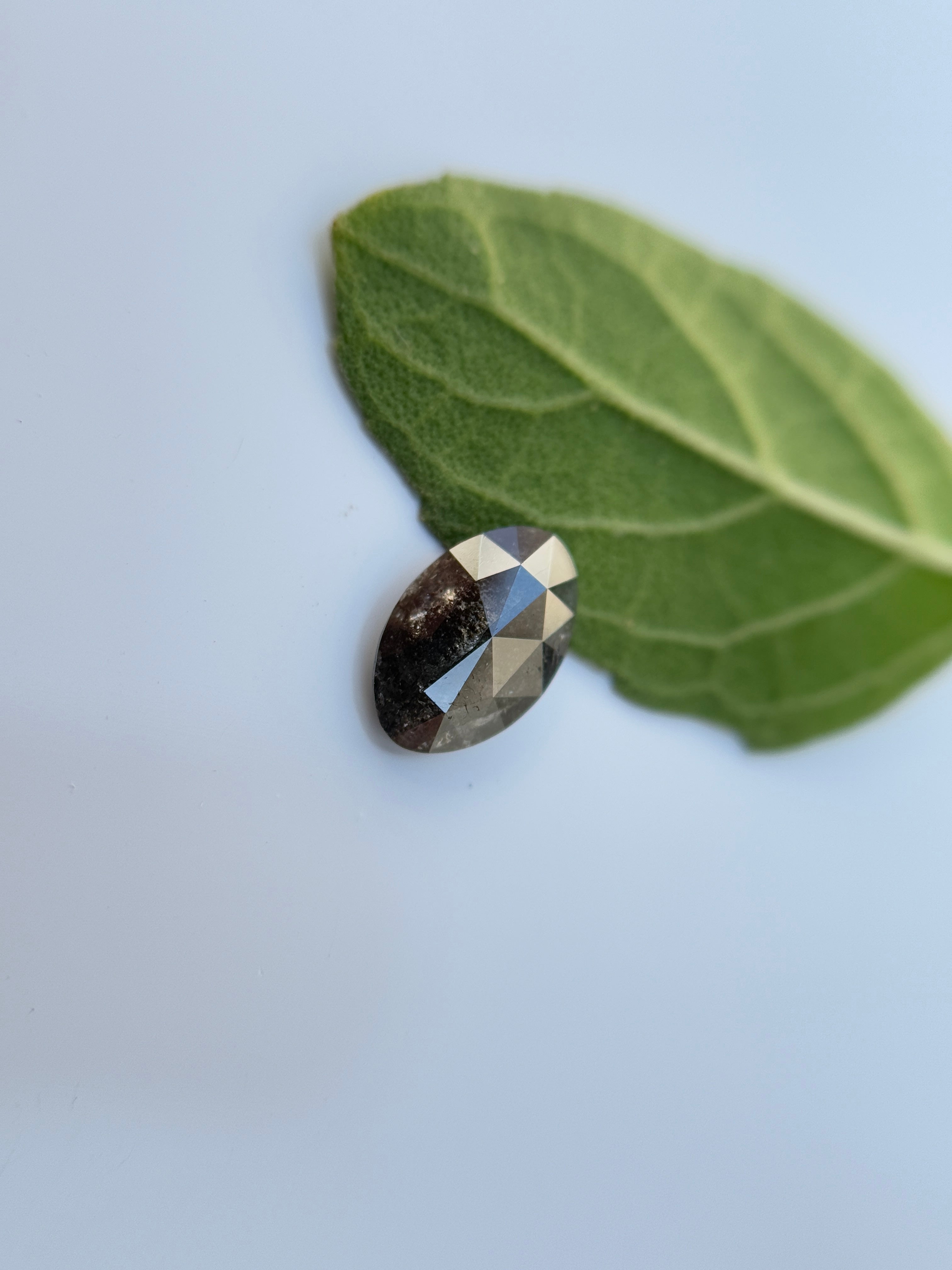 0.66 Ct Oval Rose Cut Grey Natural Galaxy Diamond