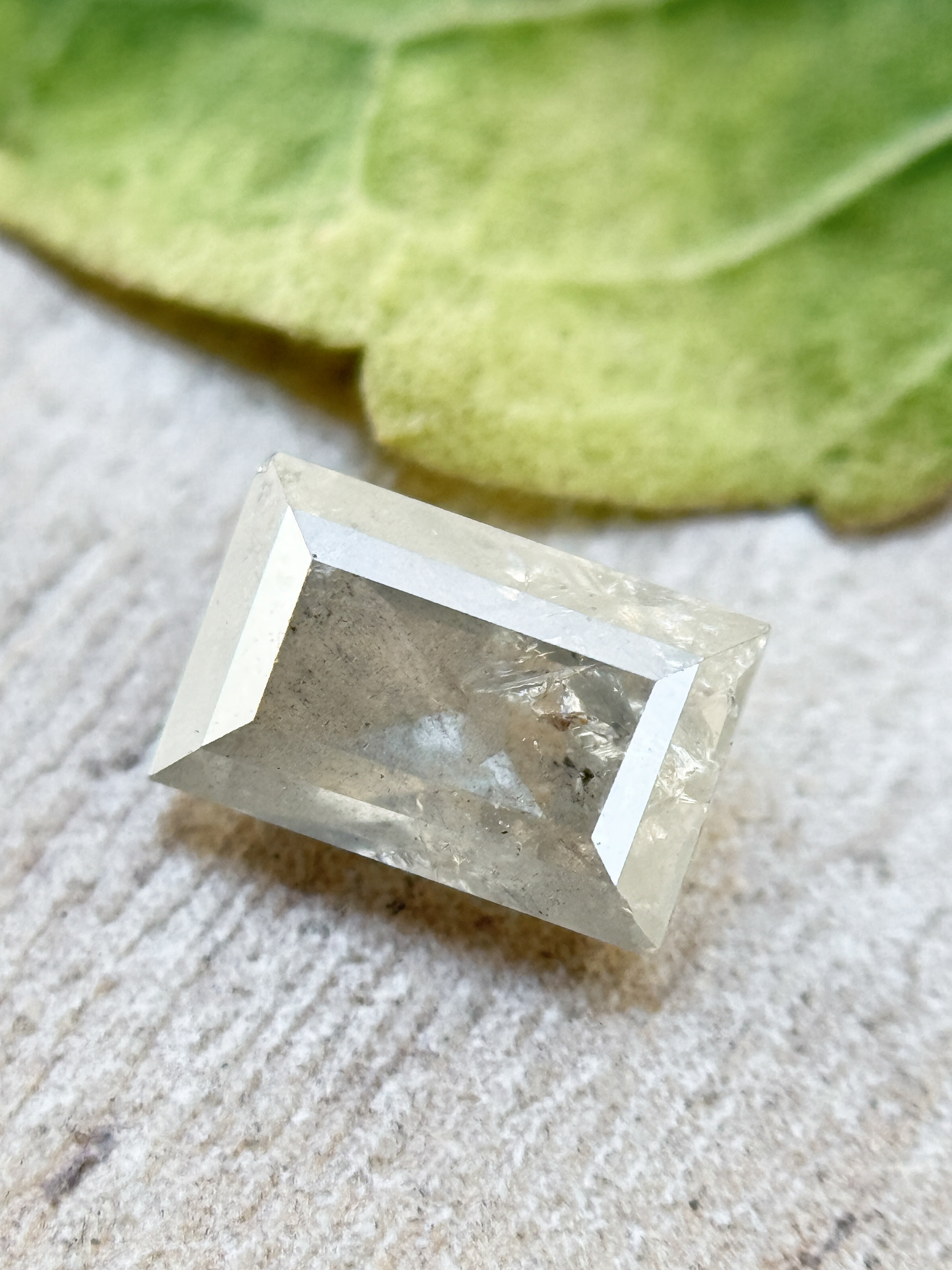 0.74 Ct Baguette Rose Cut Grey Natural Salt and Pepper Diamond
