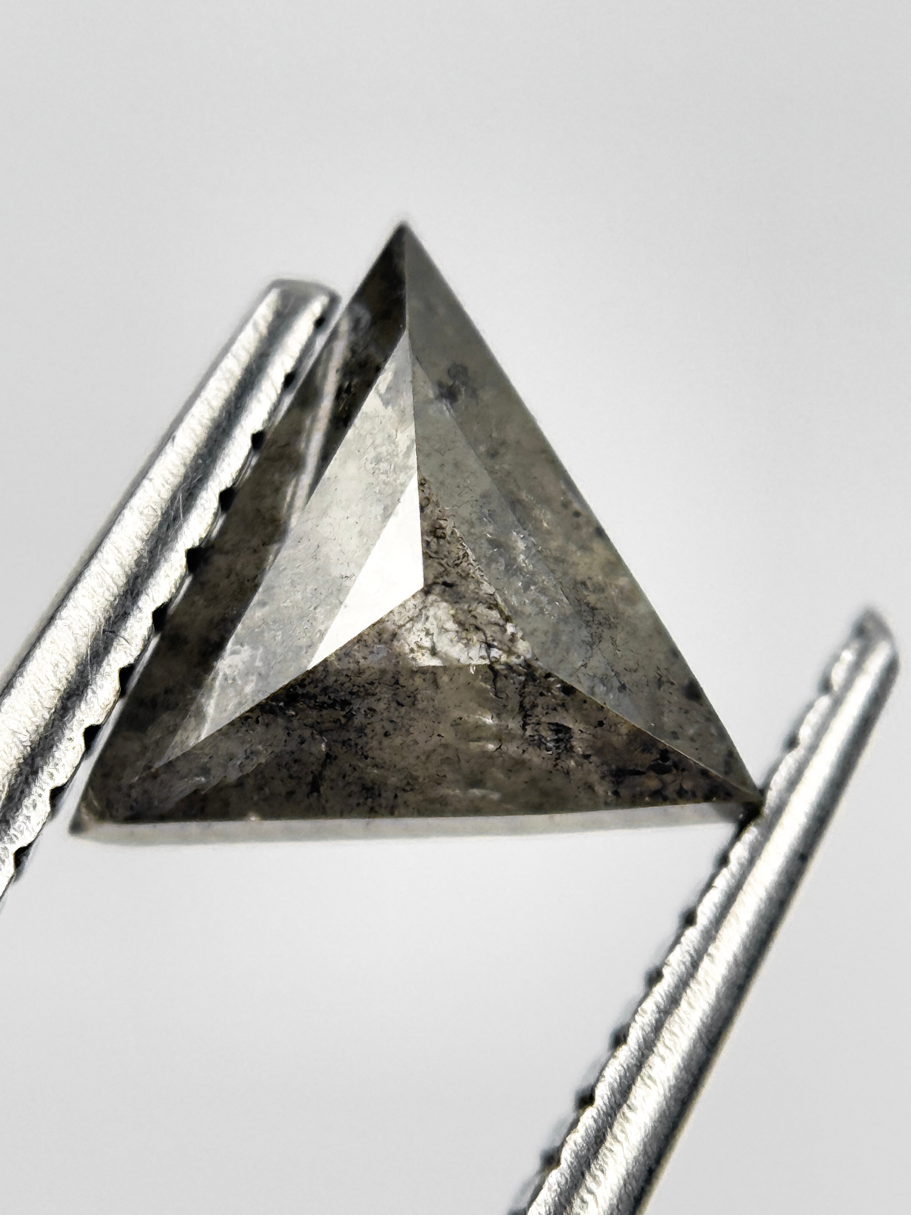 1.23 Ct Triangle Rose Cut Grey Natural Salt and Pepper Diamond