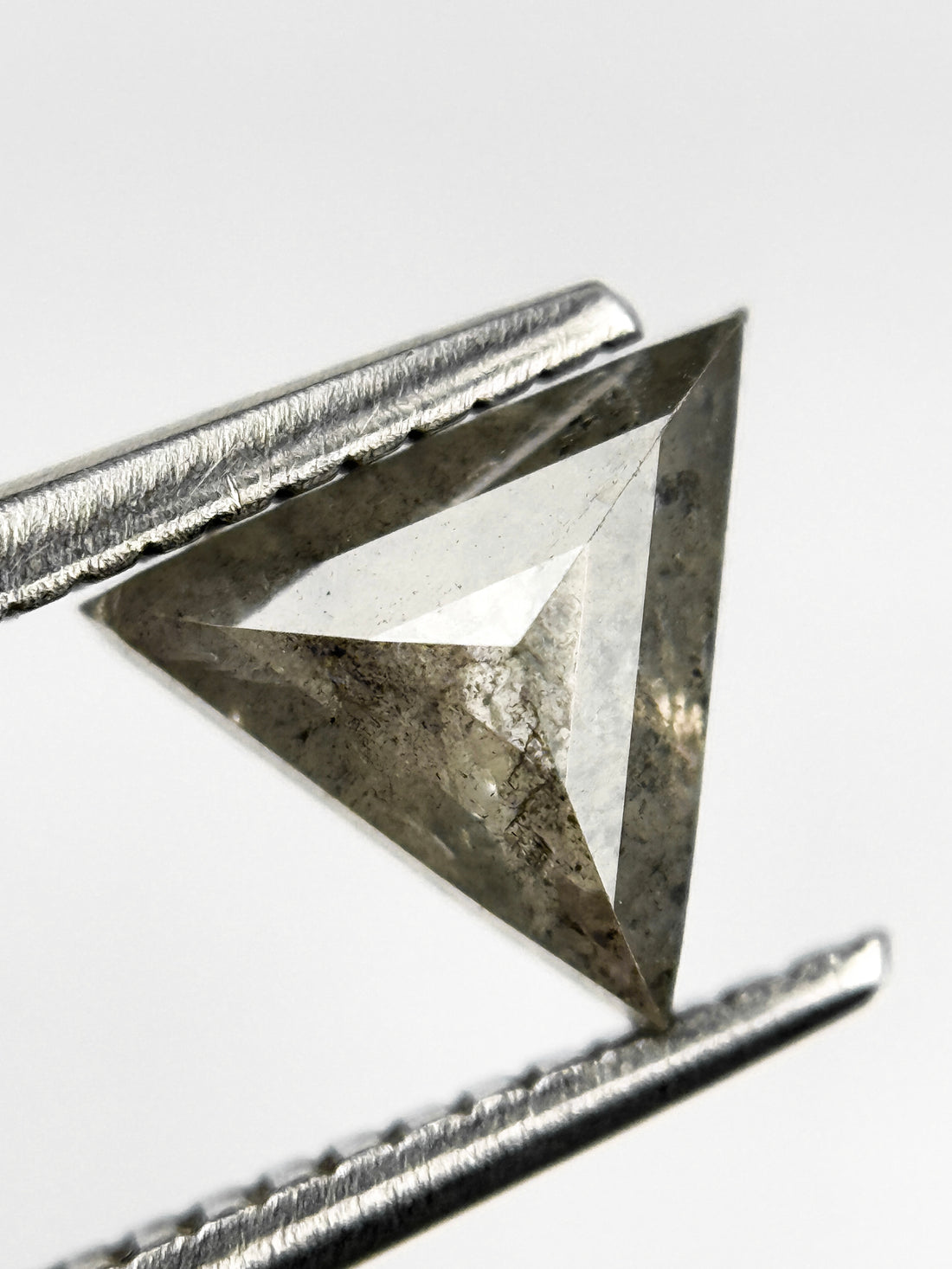 1.23 Ct Triangle Rose Cut Grey Natural Salt and Pepper Diamond