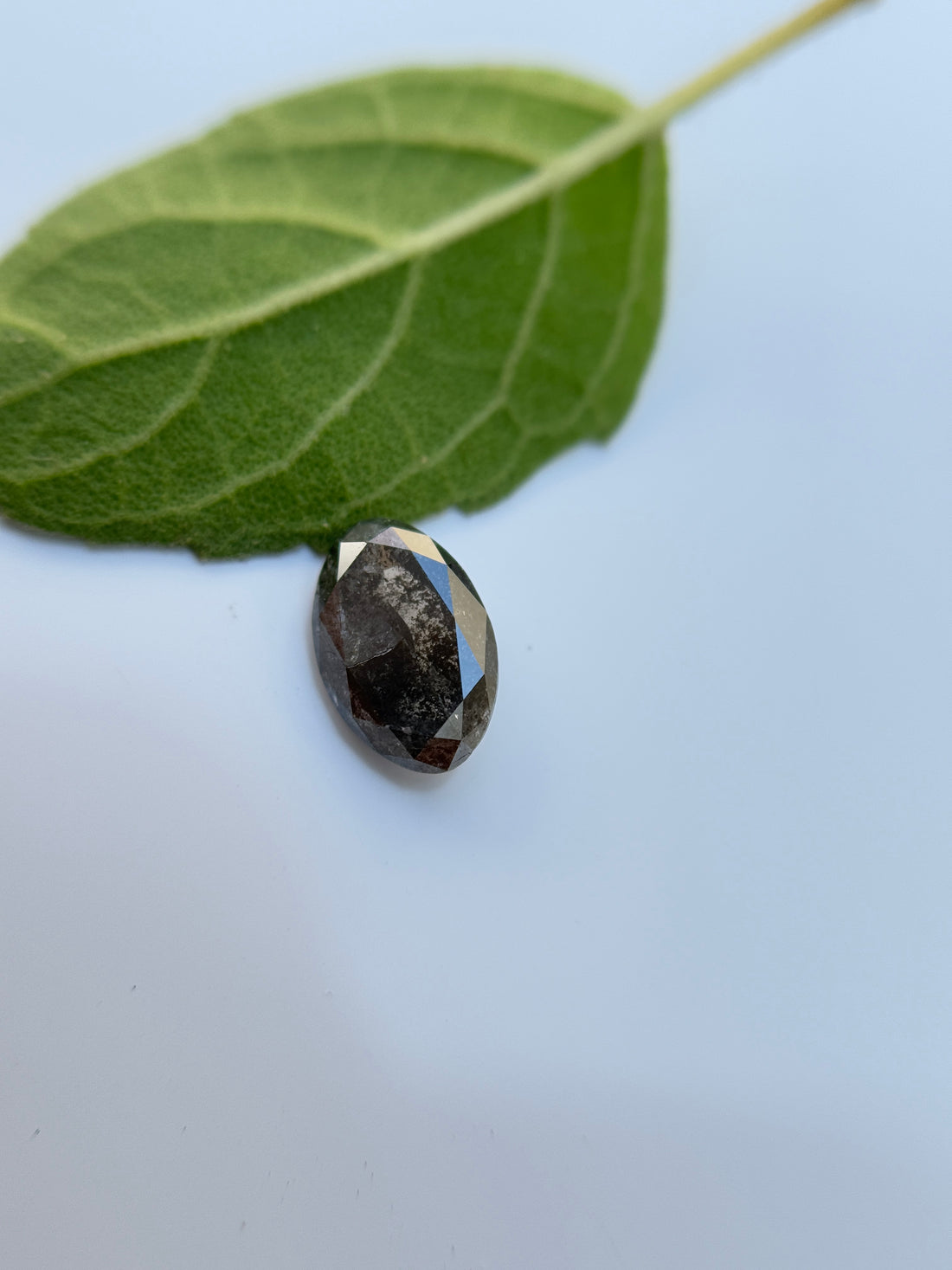 0.66 Ct Oval Rose Cut Grey Natural Galaxy Diamond