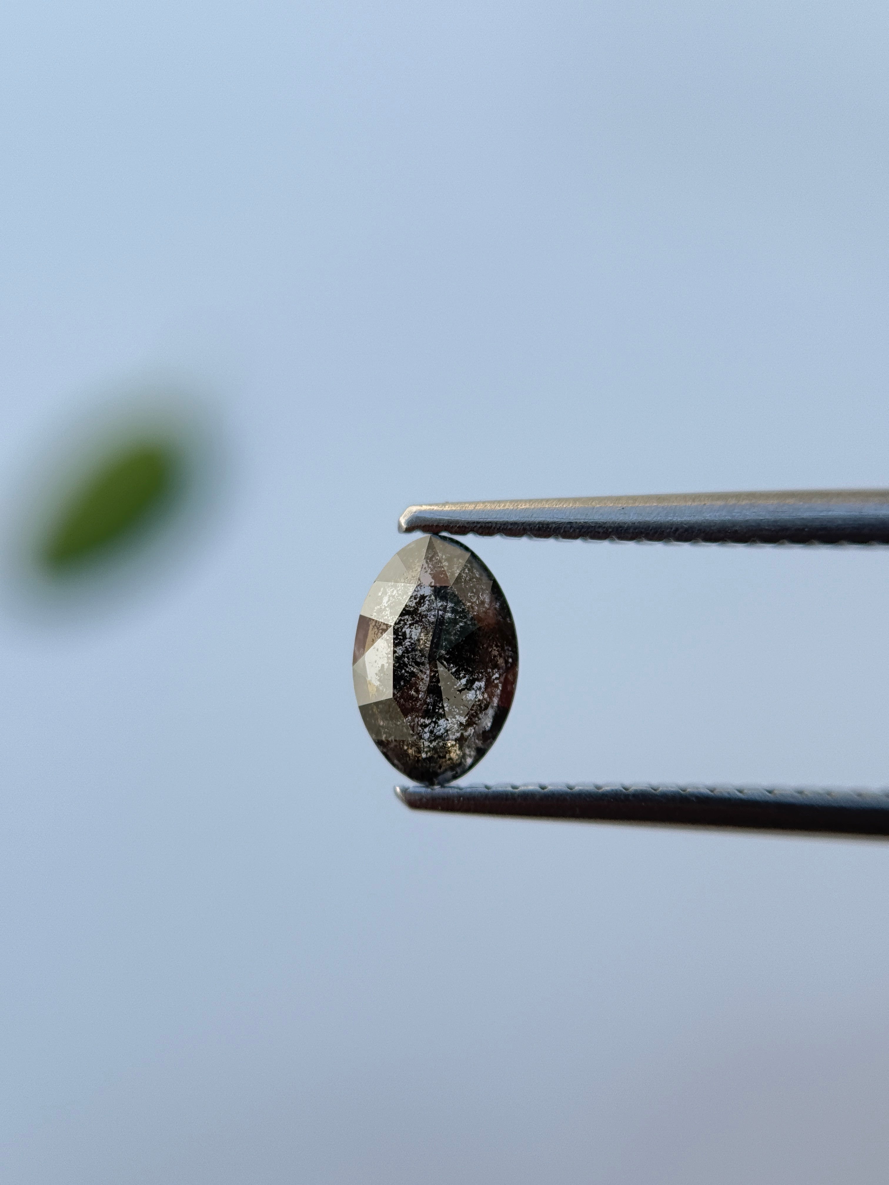 0.66 Ct Oval Rose Cut Grey Natural Galaxy Diamond